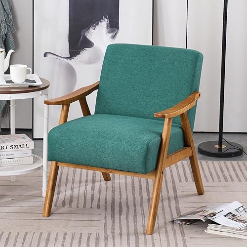 Karl home Silla Accent moderna de mediados de siglo silla tapizada con marco de madera maciza y cojín suave para sala de estar dormitorio belcony