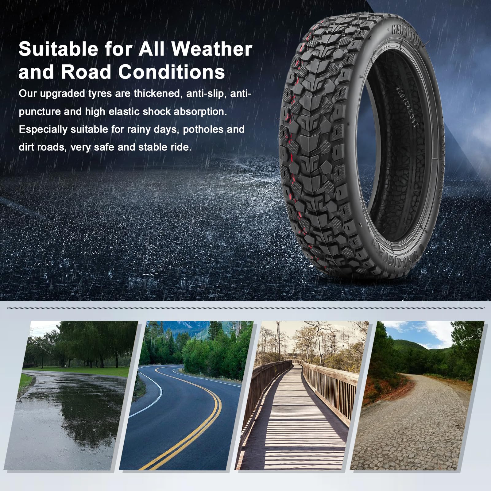 8,5 Pollici Gomma a Vuoto con Valvola per Xiaomi Monopattino Elettrico, Ruota Monopattino Elettrico 8 1/2 x2, Pneumatico Tubeless 50/75-6.1, Gomme di Ricambio con Antiscivolo e Abrasione