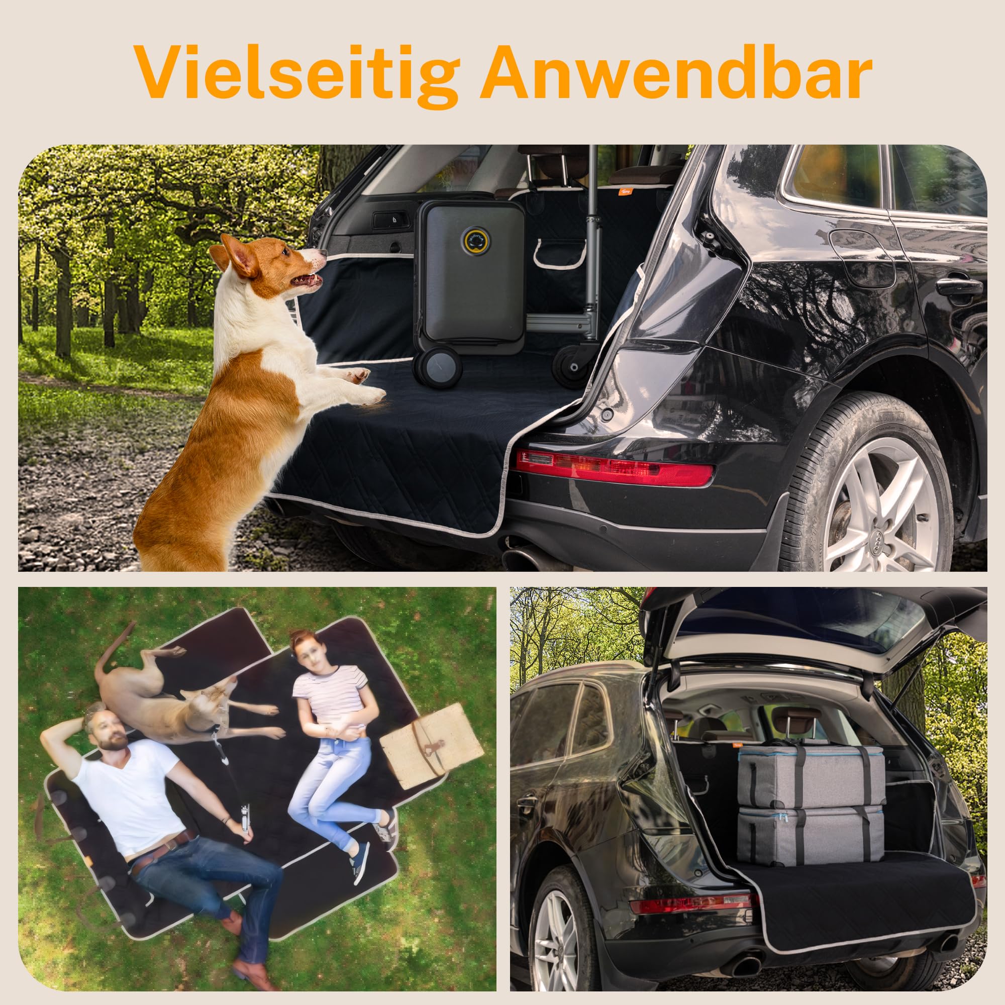 Kofferraumschutz Hund, Gesteppt & Robust mit Seitenschutz und Ladekantenschutz, wasserdichte Hundedecke Auto aus 600D Oxford, schützt vor Kratzern, Schmutz und Haaren, universell für SUV & Kombi