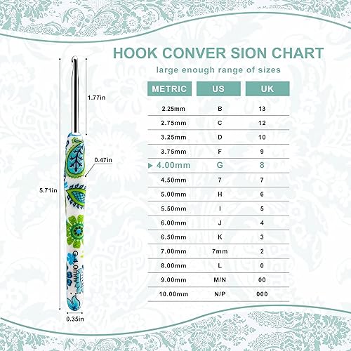 Miniatura 2 de LOOEN - Gancho de ganchillo de 0.157 pulgadas, mango ergonómico para manos artríticas, agarre de goma suave, agujas de tejer extra largas para