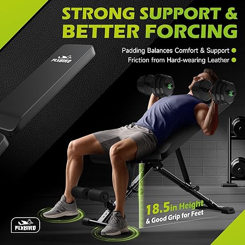Miniatura 6 de FLYBIRD Banco de pesas banco de entrenamiento de fuerza ajustable para entrenamiento de cuerpo completo con plegado rápido nueva versión Negro 2