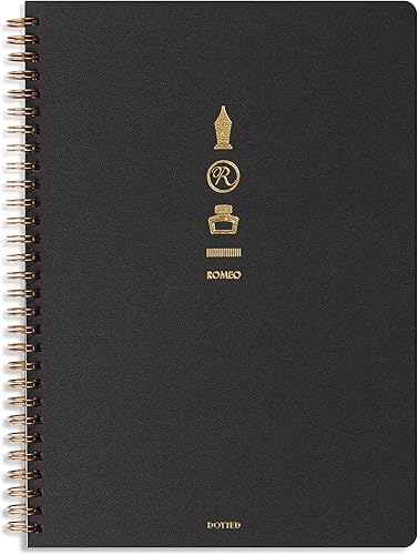 Romeo - Cuaderno japonés, encuadernado en espiral, A5 (5.8 x 8.3 pulgadas), punteado, 140 páginas