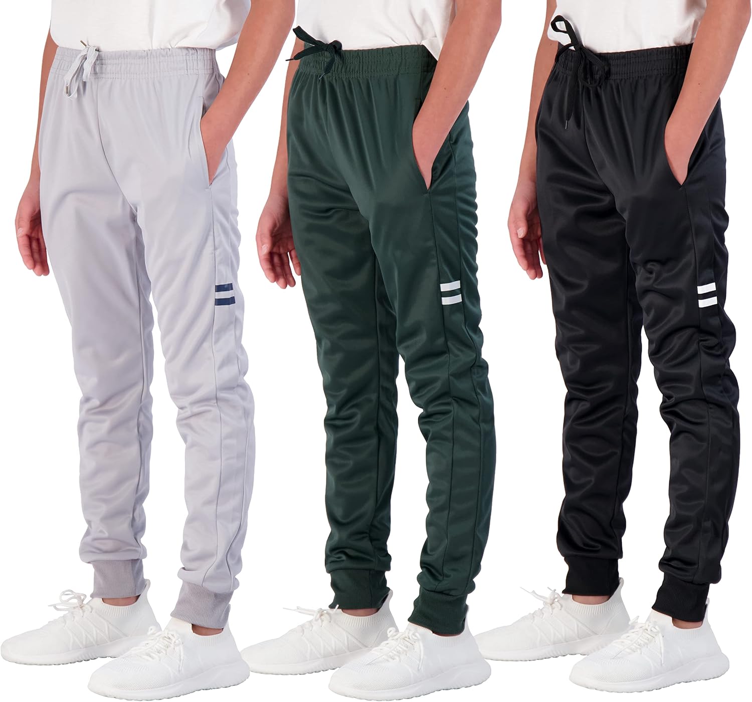 Real Essentials 3 Pack: Boy’s Active Athletic Casual Jogger Sweatpants with Pockets Real Essentials 3 Pack: Boy’s Active Athletic Casual Jogger Sweatpants with Pockets