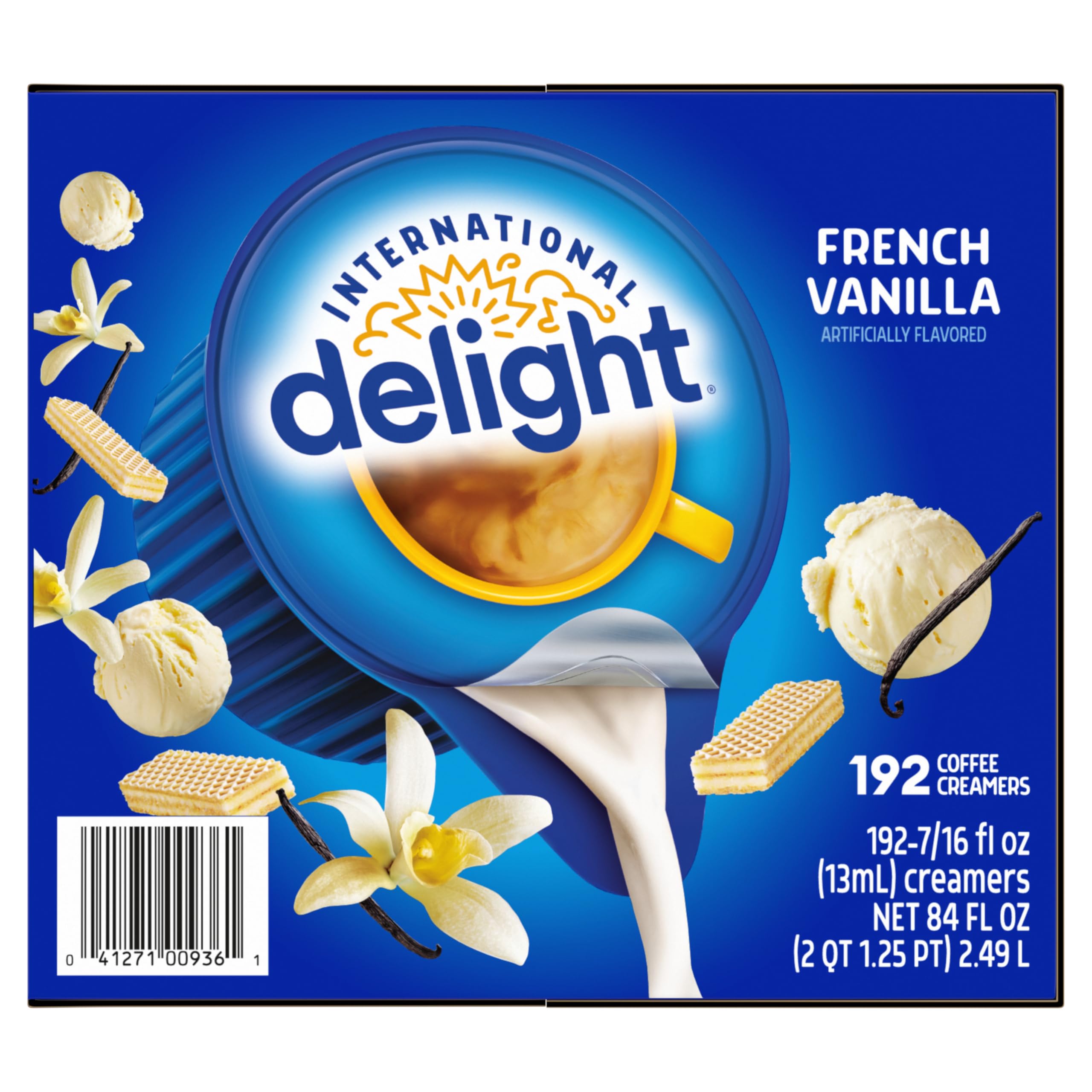 International Delight French Vanilla, 192 Count Single-Serve Coffee Creamers | 1 paquete, cremas de café de una sola porción, crema de café no láctea, no lácteo, uso doméstico, oficinas