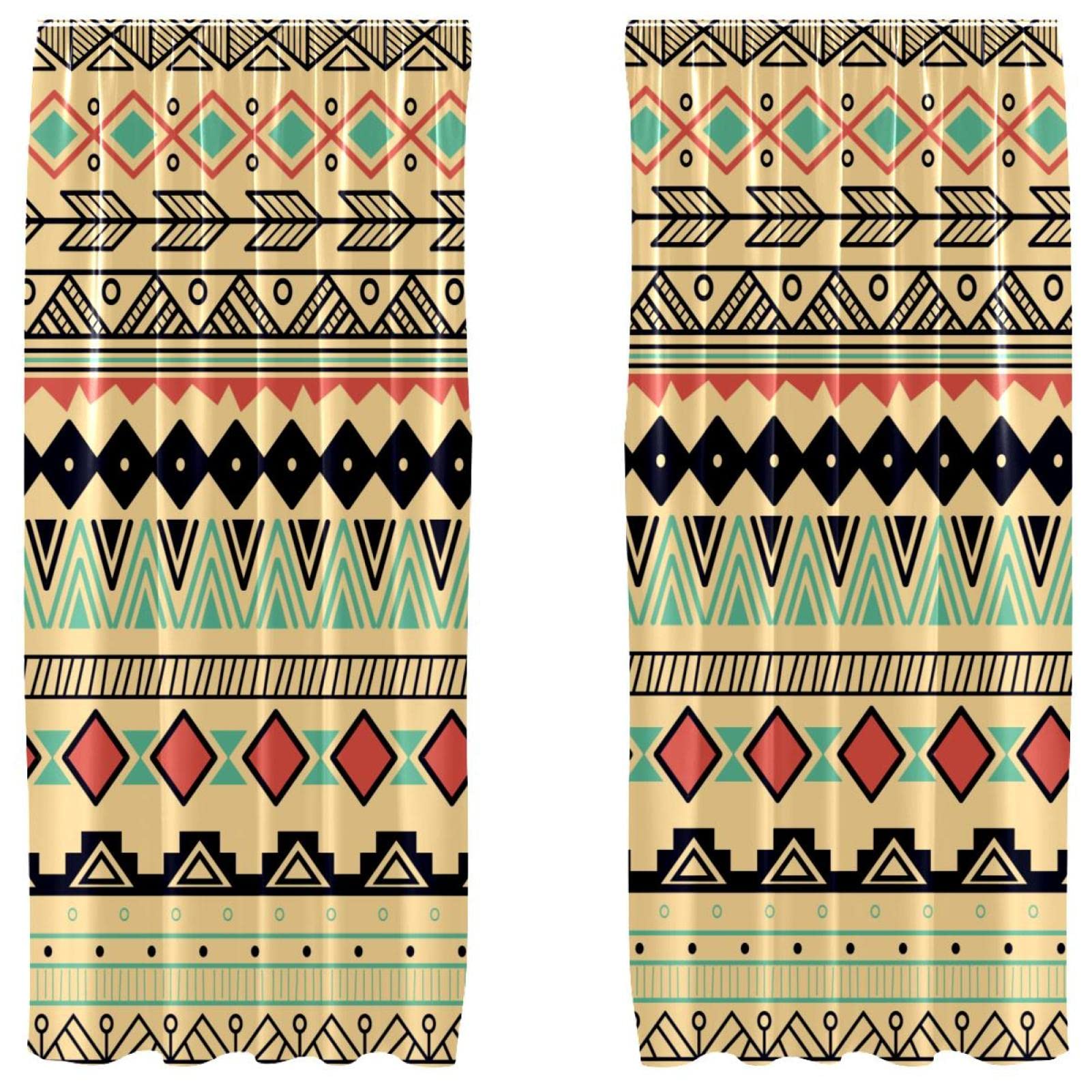 Lot de 2 panneaux de rideaux légers bohème passe-tringle 139x213 cm