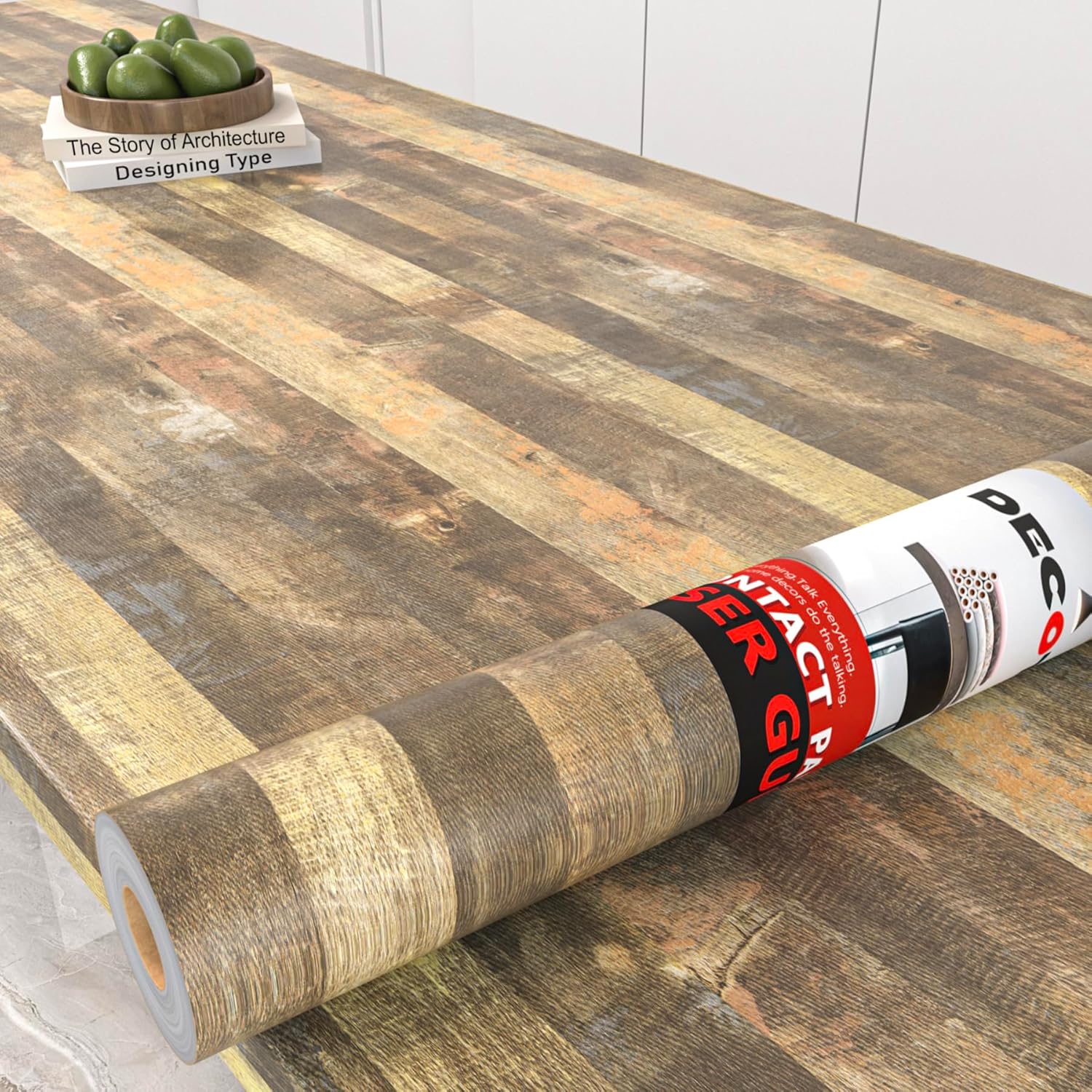 Decotalk Peel and Stick Countertop Vinyl Wrap - Butcher Block Wood Contact Paper 17.7x200 Inch for Countertops - Waterproof Wood Counter Top 17.7" x 200"
