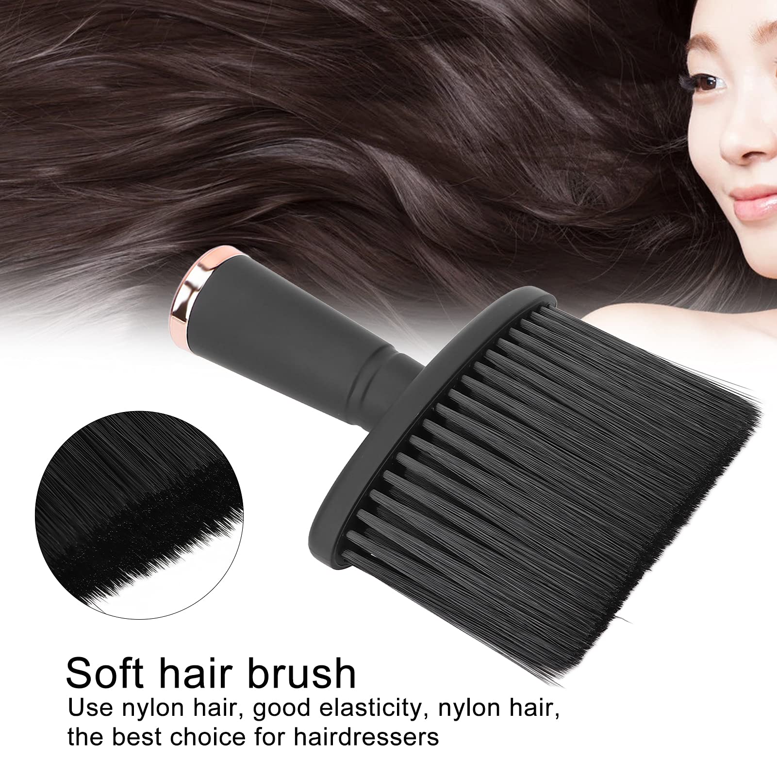 Brrnoo Spazzola per Capelli Barba Triturata in Nylon con Manico Nero Satinato a Setole Ordinate per Uso Domestico Barbiere