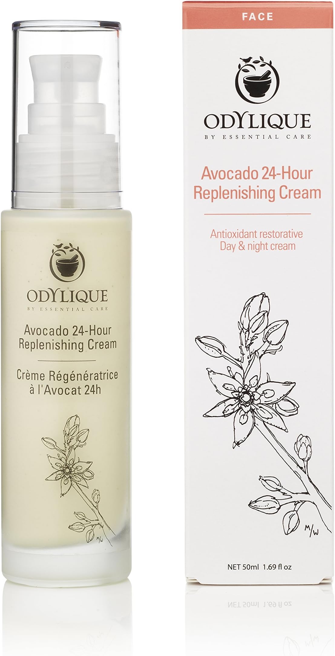 – Natural Face Moisturiser – Avocado 24 Hour Replenishing Cream - With Vitamin Rich Avocado + Rejuvenating Frankincense – For Dry Skin (50ml)