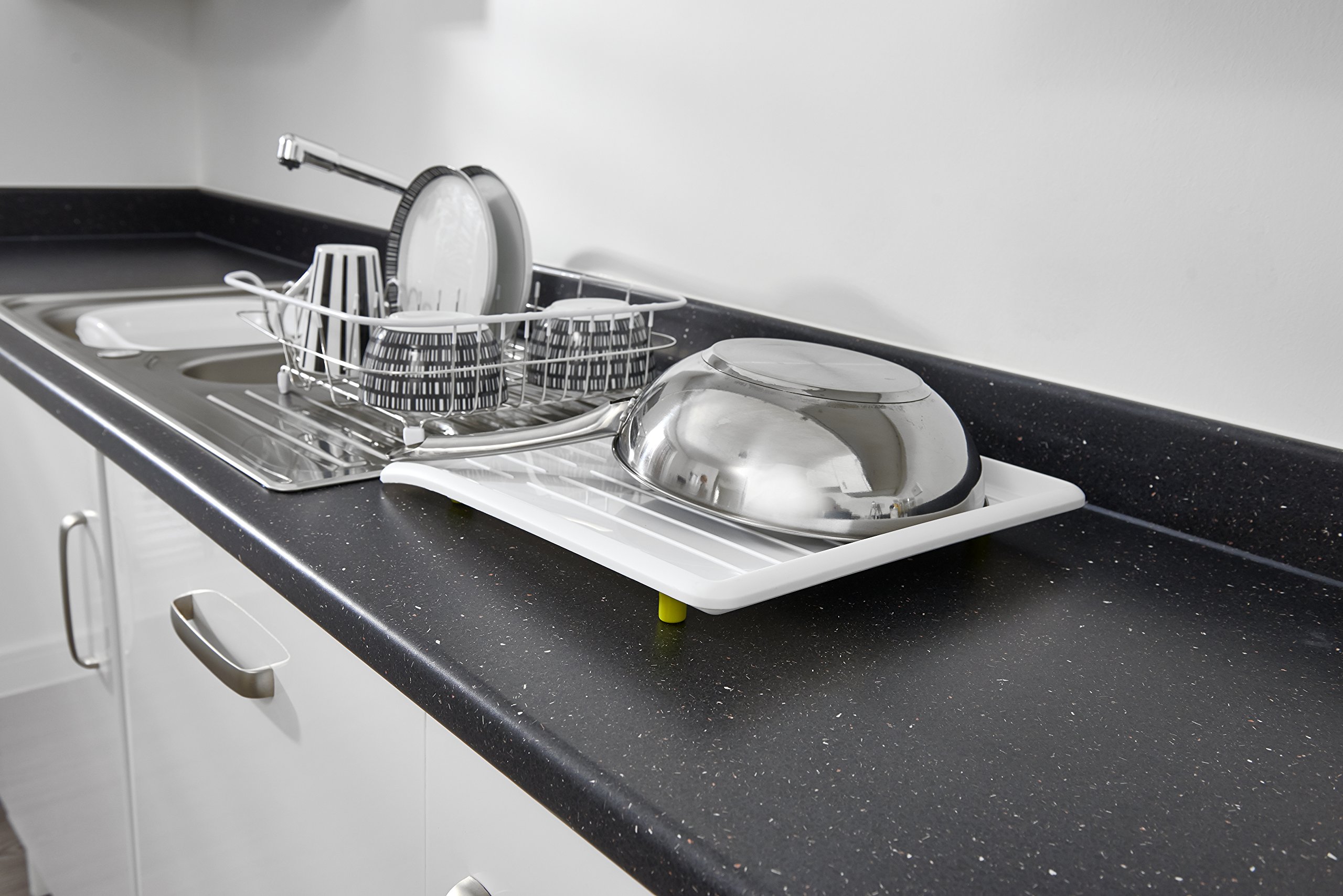 Buy Addis Sink Side Drip Sloping Draining Tray with Soft Touch Feet, White/Green, 45 x 39 x 5 cm