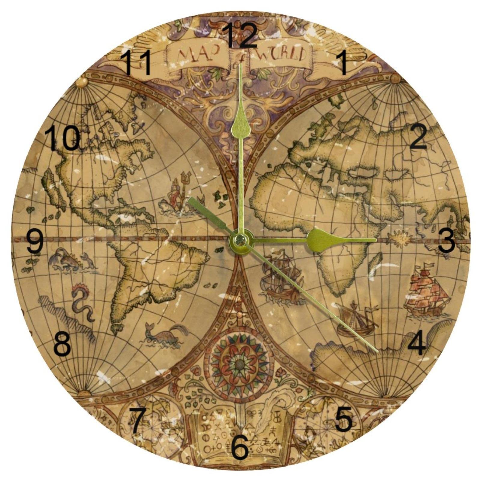 Horloge murale à quartz motif carte du monde pour décorer votre chambre