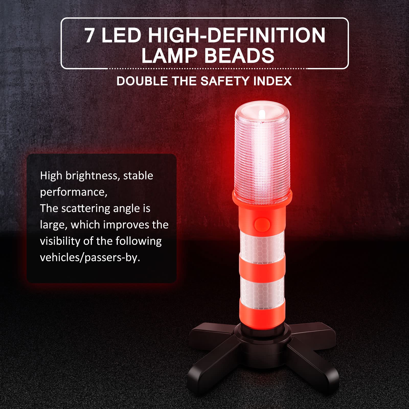LED Route éclaire La Lumière, 2PCS Voiture Urgence Routière Clignotant Sécurité Kit, Lumière Stroboscopique Kit Balise D'avertissement pour Les Avertissements de La Circulation