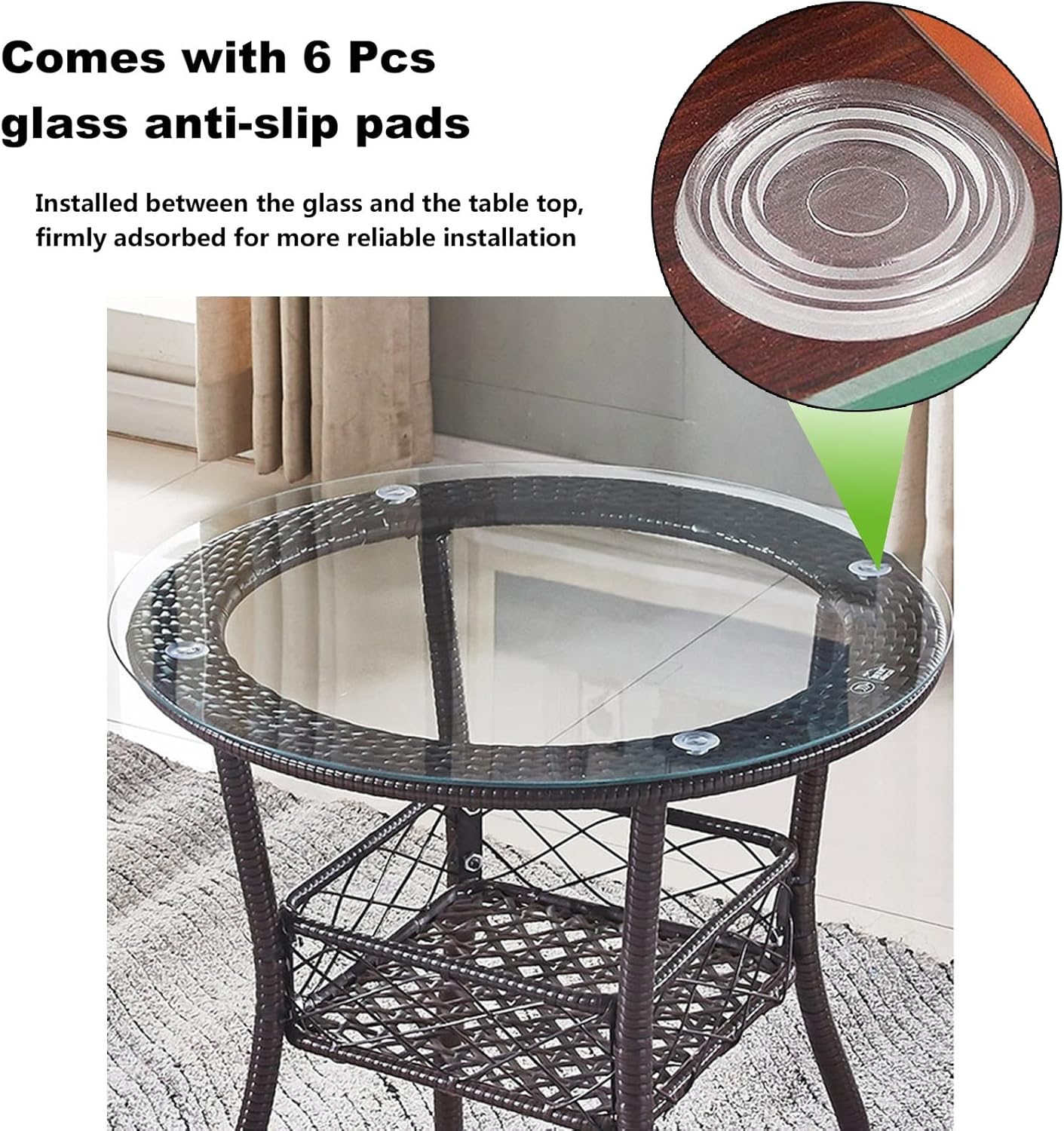 V3VOGUE Premium Round Clear Plate Glass - Glass Dining Table Top - 9mm Thick Beveled Tempered Glass Top, No Breakage, Heat Resistants Easy Clean, for Coffee Table, Patio Table, Table Cover