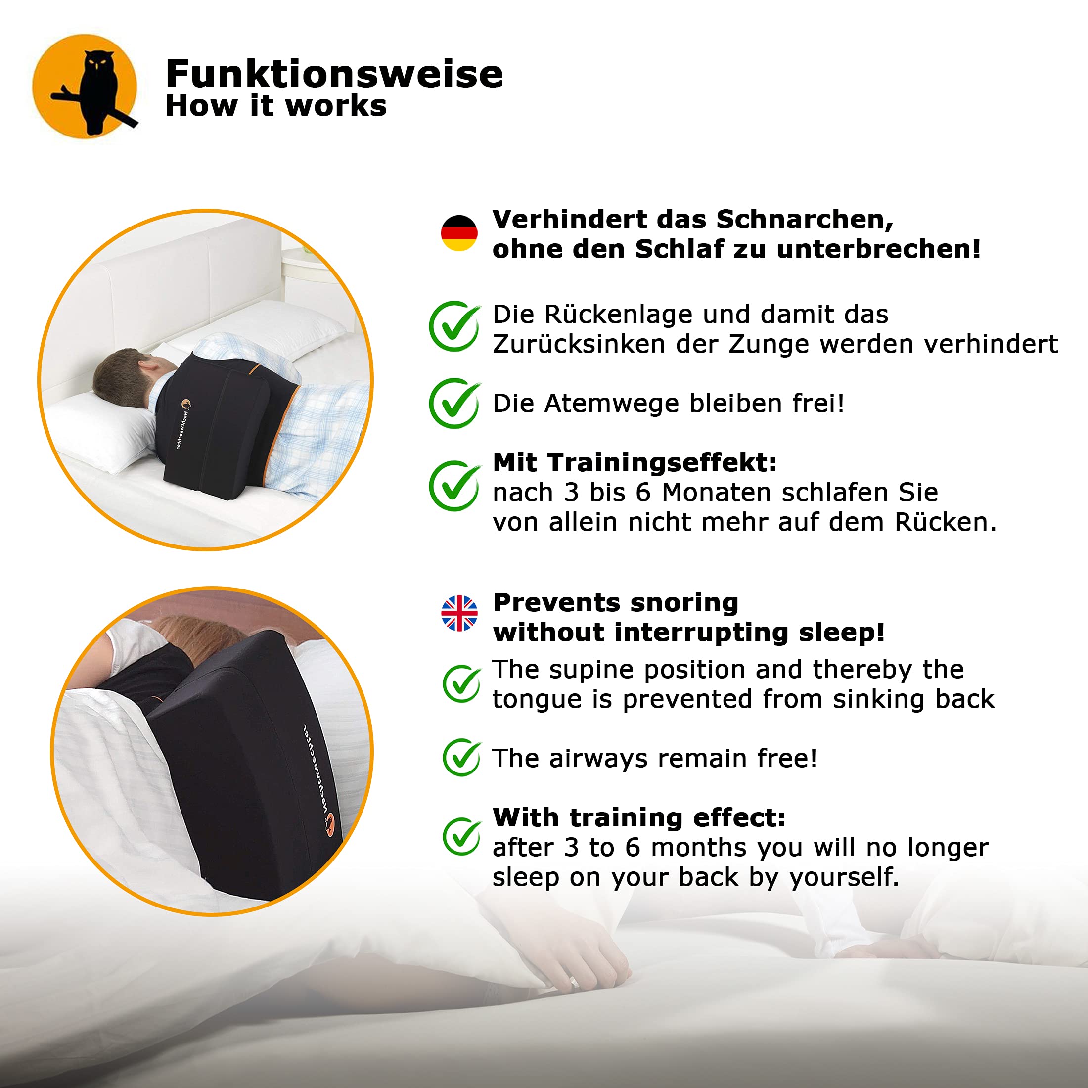 Nachtwaechter Anti-Schnarch Set Schlafweste Klettverlängerung Reisetasche Gr. L/XL