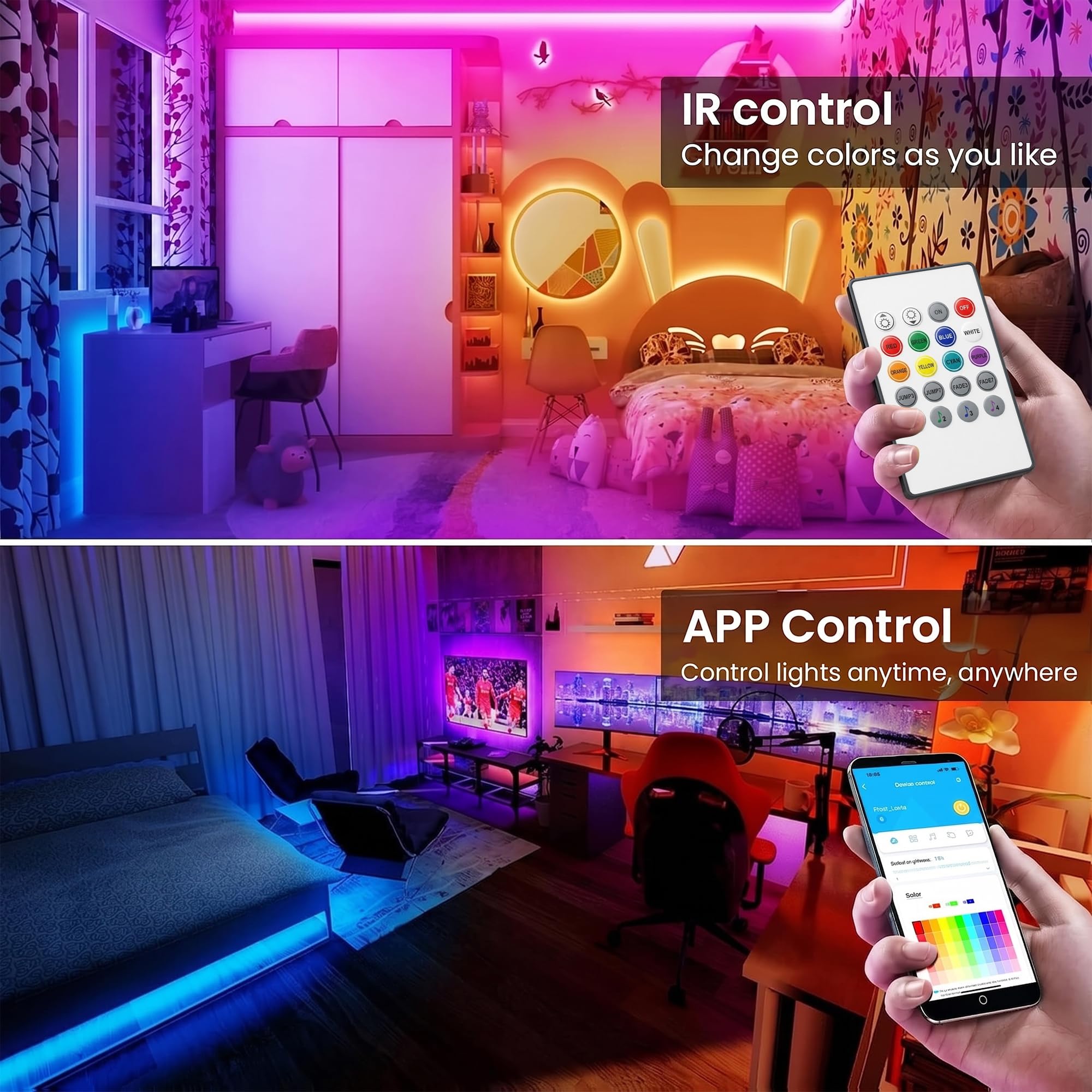 TJOY Intelligente LED-Lichterkette, 30 m, funktioniert mit Alexa, 2835 RGB Farbwechsel, Musik-Synchronisation, LED-Streifen mit App-Fernbedienung, Lichter