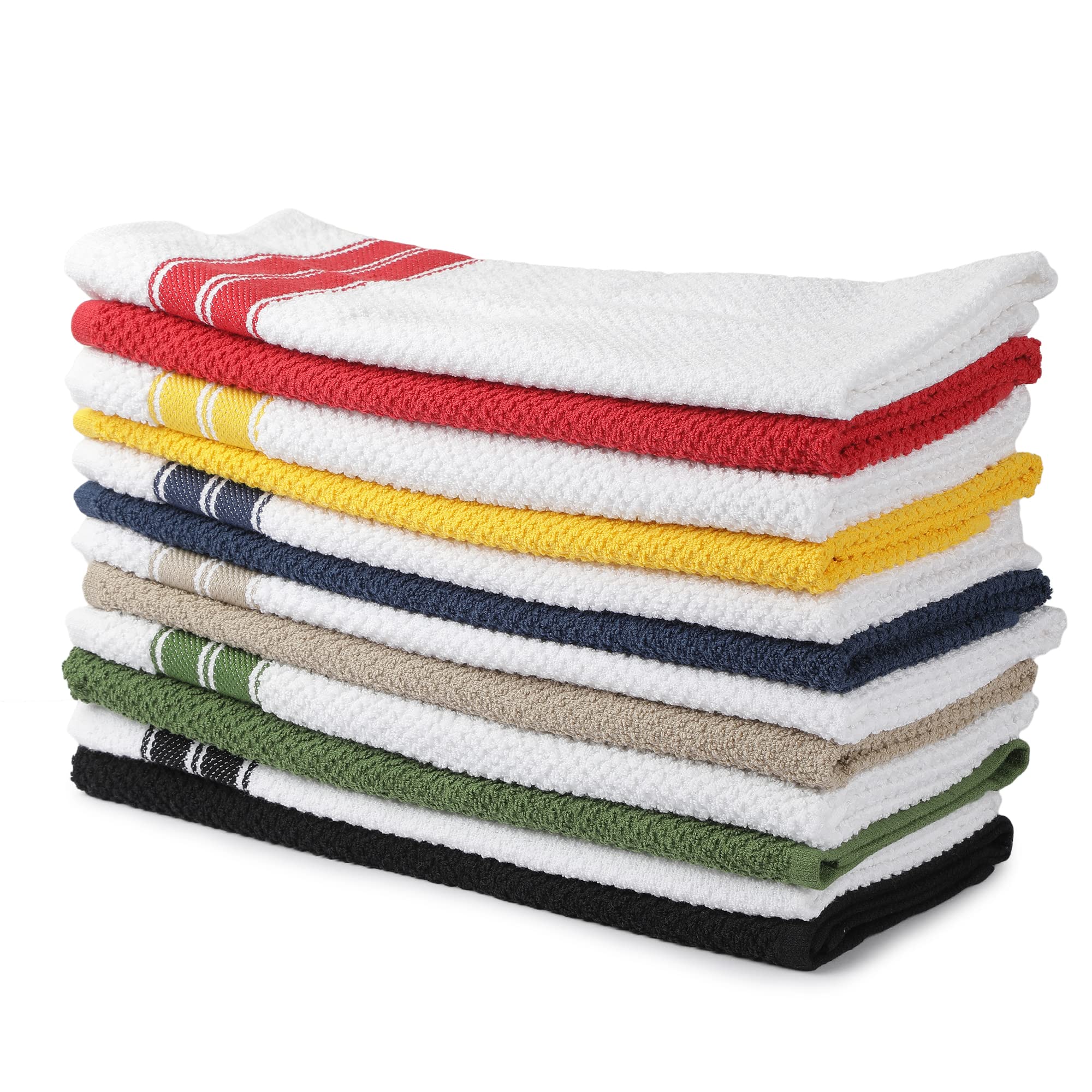 Sami Studios Premium Large Cotton Window Pane Stripe Terry Kitchen Towels Pack Of 12, 16 X 28 Inches, Super Soft, Absorbent Resuable Machine Washable Dish Rags For Cleaning And Drying Dishes, Assorted (B092MSDWD2) Amazon Price History, Amazon Price Tracker