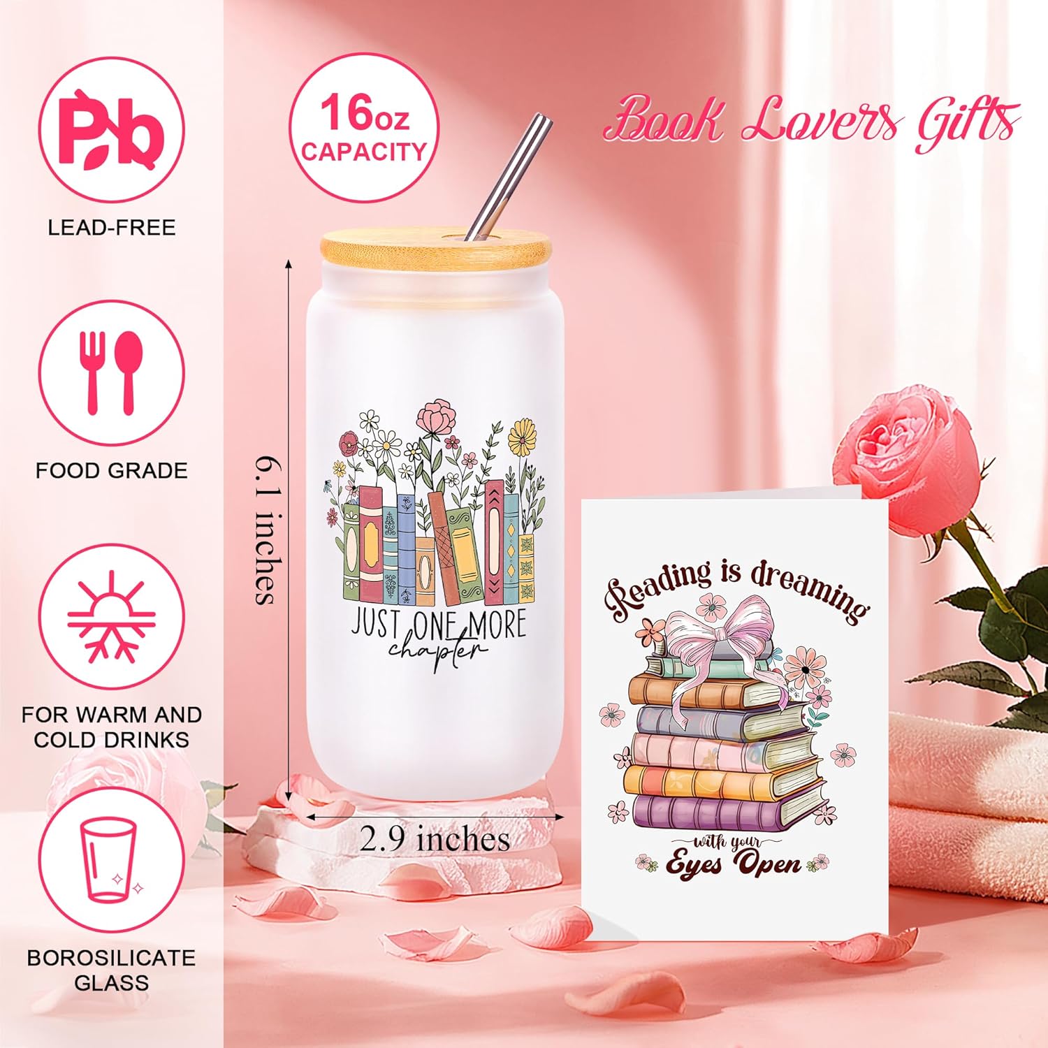 JoycuFF Book Lovers Gifts, Book Accessories Bookish Christmas Gifts for Books Lovers Women, Librarian Club Gift for Readers Bookworms - Image 4