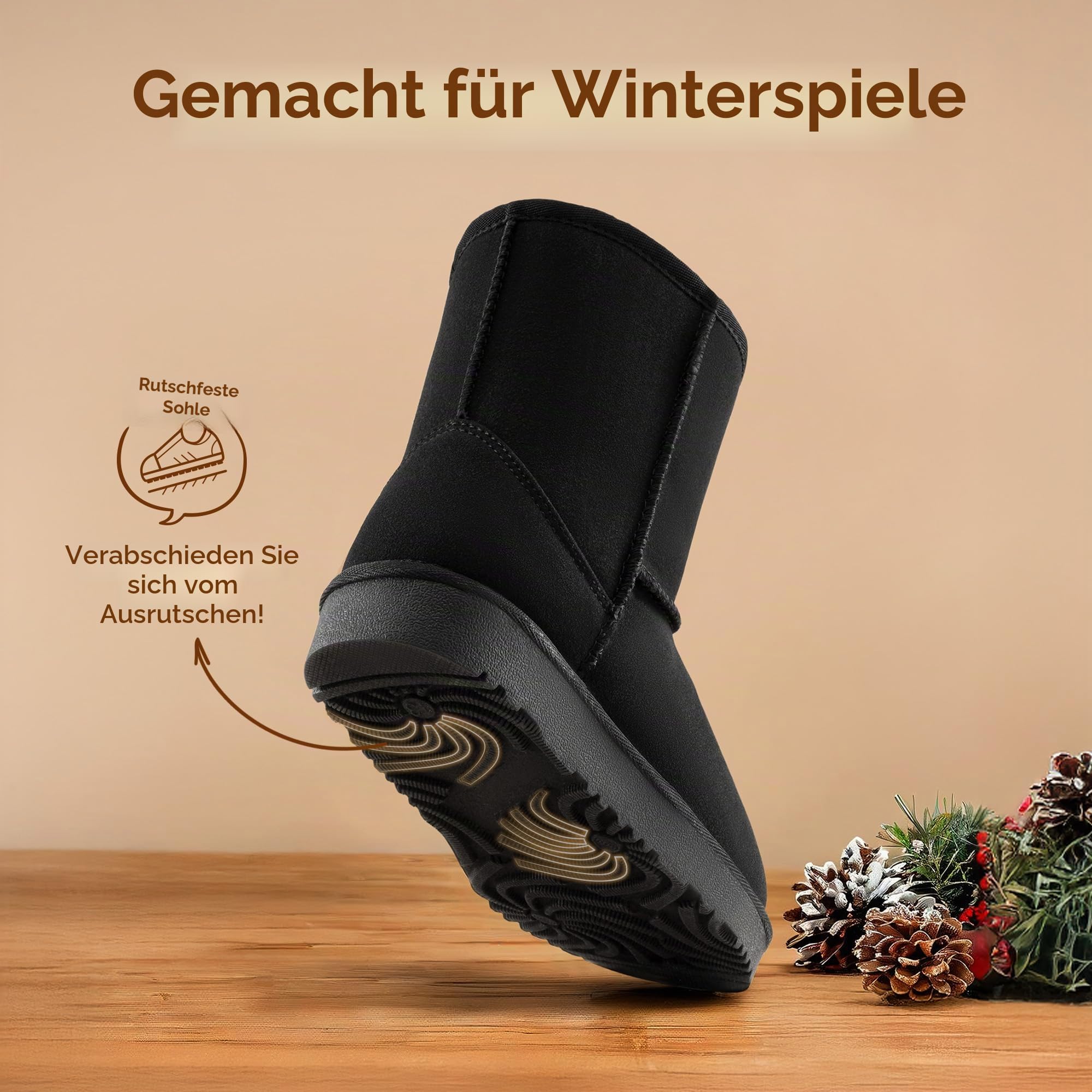 DREAM PAIRS Klassische Wildleder Schneestiefel