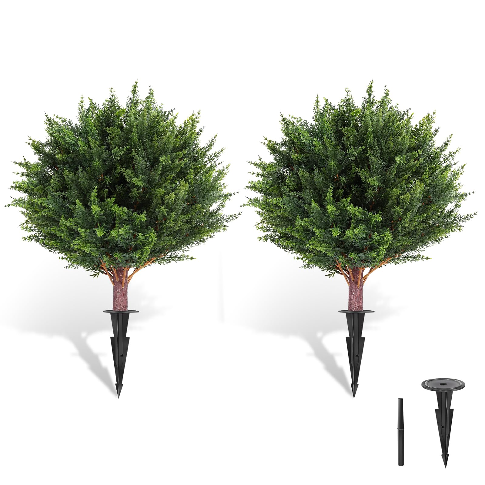 LadyRosian Artificial Cypress Topiary Tree 25 Inch 2 Set