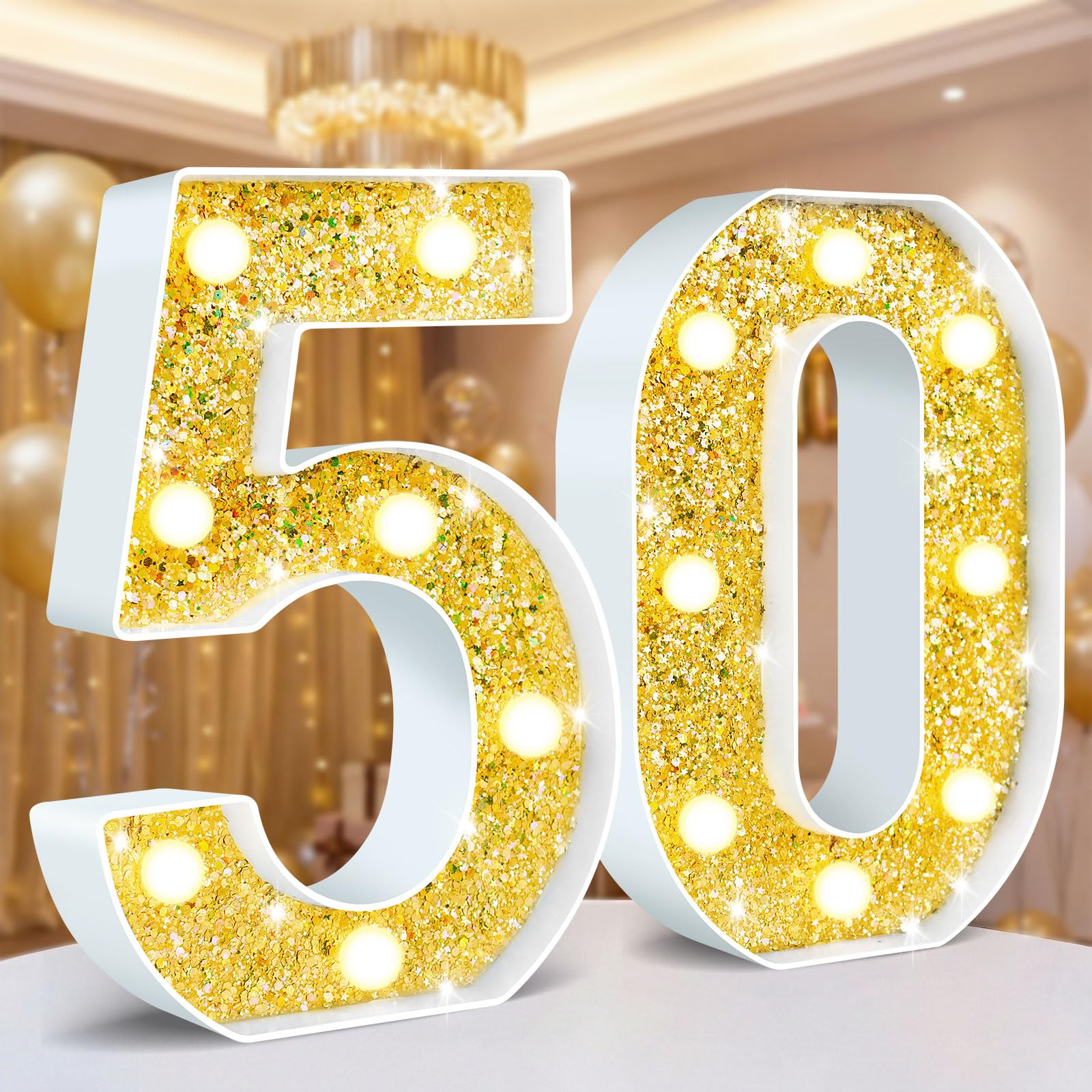 Ledido LED Light Up Marquee Numbers Sign - Cool & Warm Light up Numbers for 40th Birthday Decorations, LED Number Lights for Wedding Anniversary Grad Home Bedroom Table Wall Party Decor, Number 40 — view 33