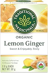 Traditional Medicinals Lemon Ginger Tea, 16 Count Tea Bags