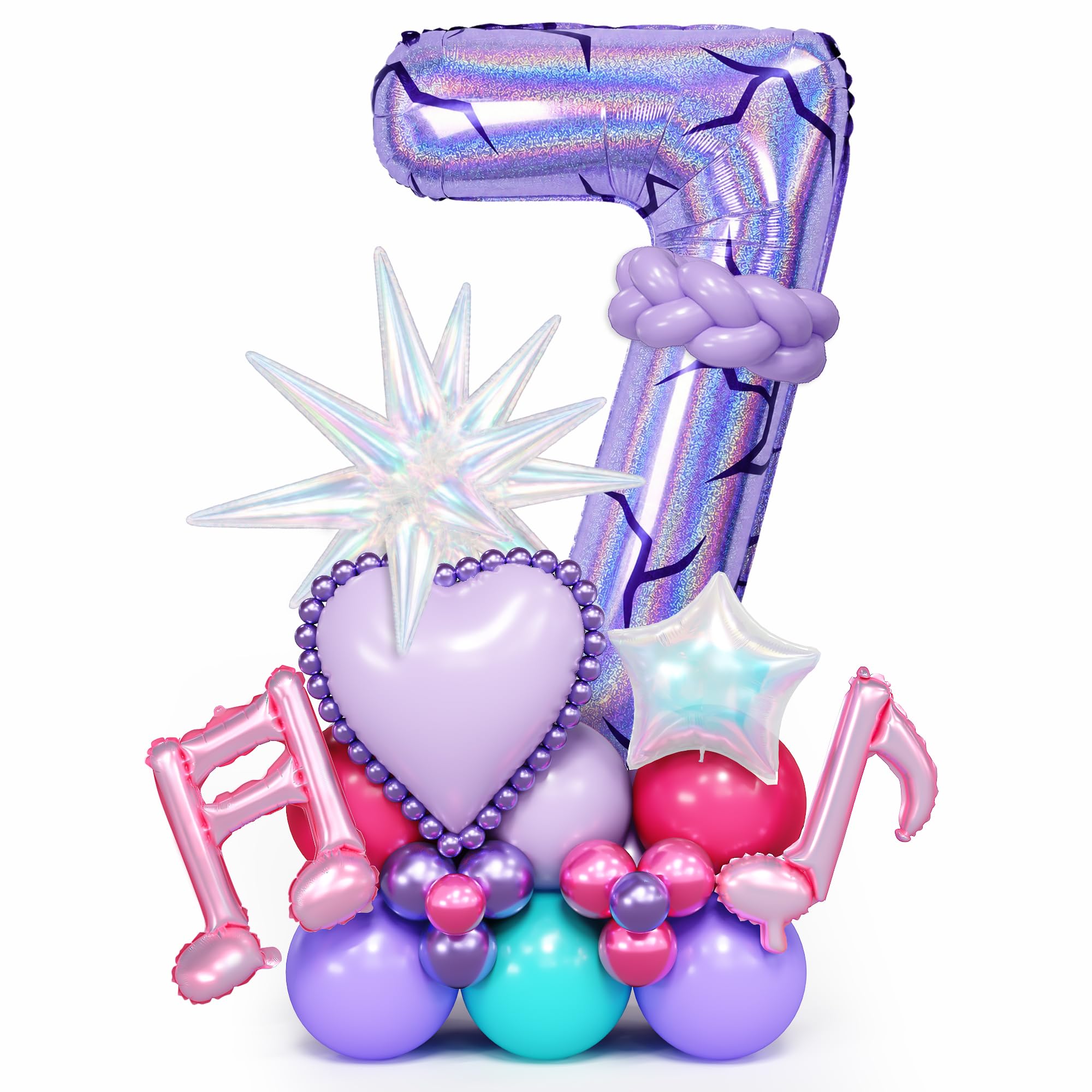 7th Kpop Birthday Balloons for Girls 40 In Purple Number Seven Decorations
