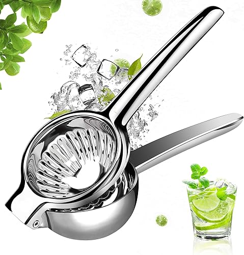 Lydia's Deal Exprimidor de limón manual de acero inoxidable, exprimidor de cítricos, extractor de jugo de prensa manual, diseño de agarre