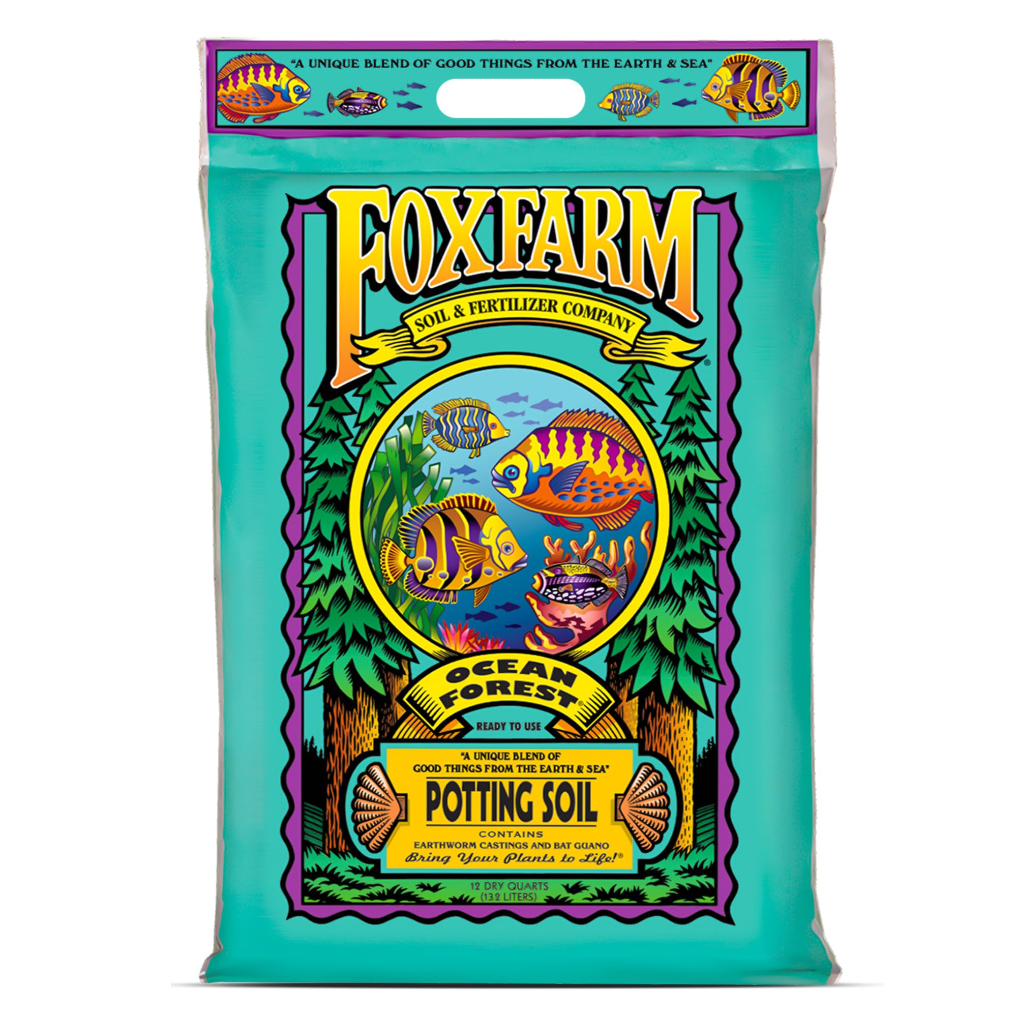 FoxFarm Ocean Forest Potting Soil, 12qt – Light, Aerated Texture, Designed for All Container Plants – pH Adjusted for Optimal Nutrient Uptake, Effectively Retains Moisture (12 Quart (1 Pack))
