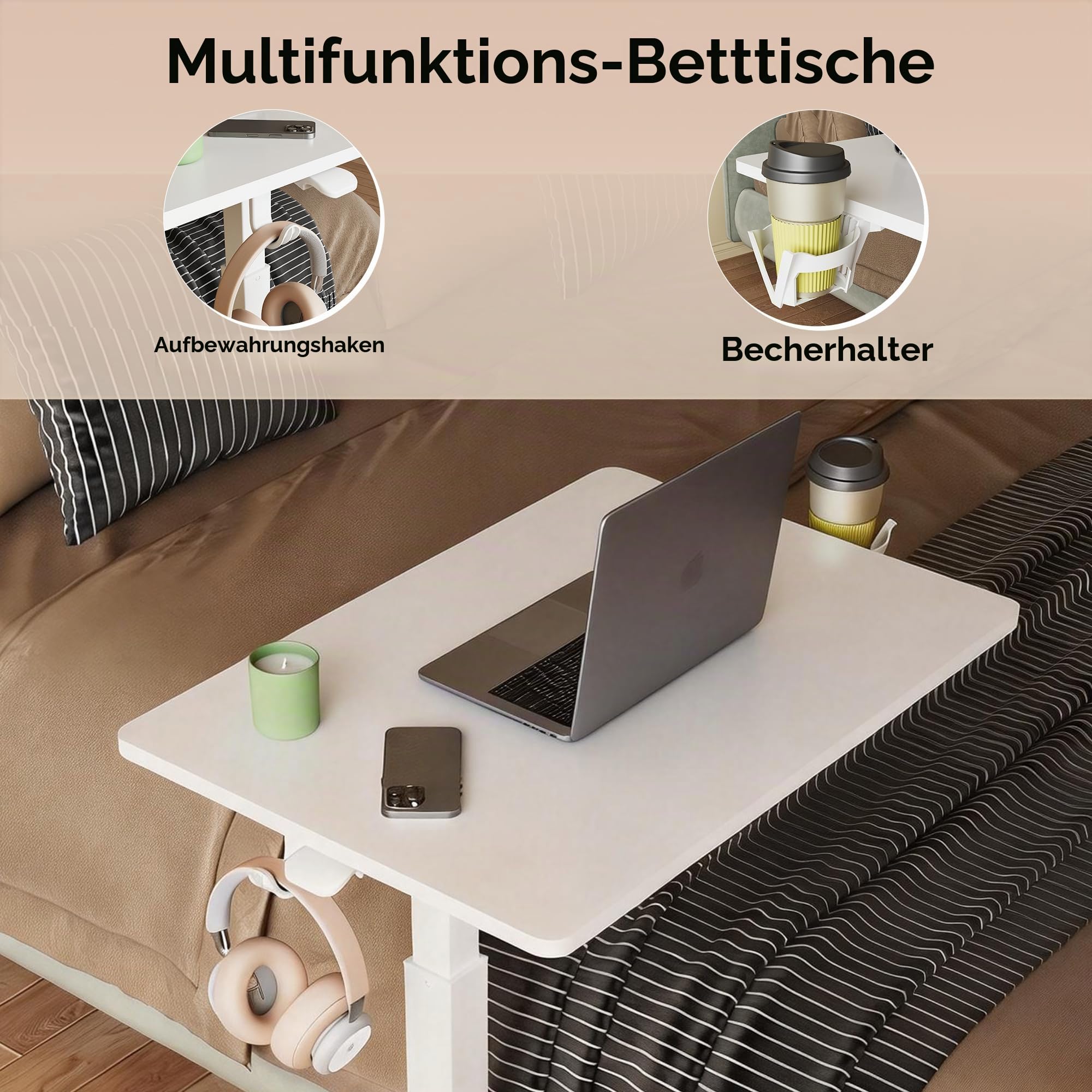 Mobiler Kleiner Stehpult, Gasfeder, höhenverstellbar, rollbarer tragbarer Laptop-Schreibtisch mit feststellbaren Rädern, Computer-Workstation, Rollpodium (Weib, Typ-C 48 * 65CM)