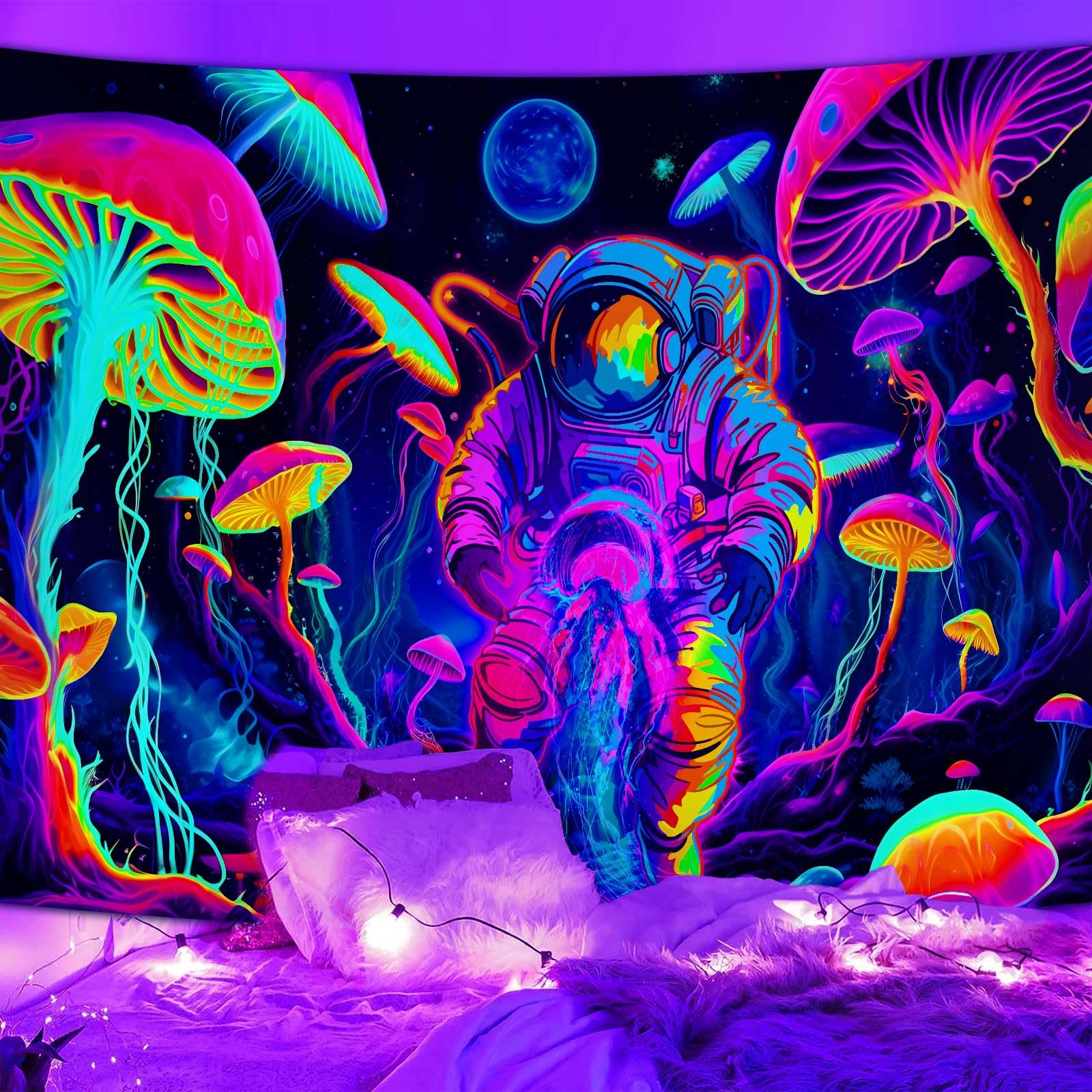 Amazon.com: Drgilau Blacklight Astronaut Art Tapestry, Trippy