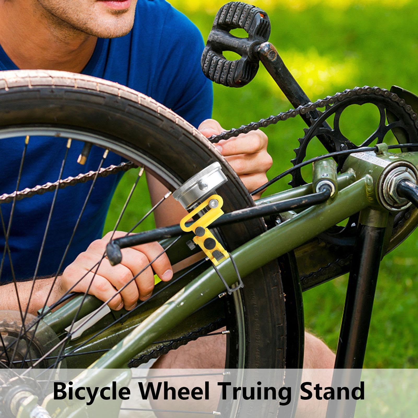 Jauge pour vélo - Support de centrage de roue de vélo - Outil de réglage des rayons de vélo - Outils de réglage de réparation de vélo - Accessoires de vélo pour la plupart des cadres de vélo