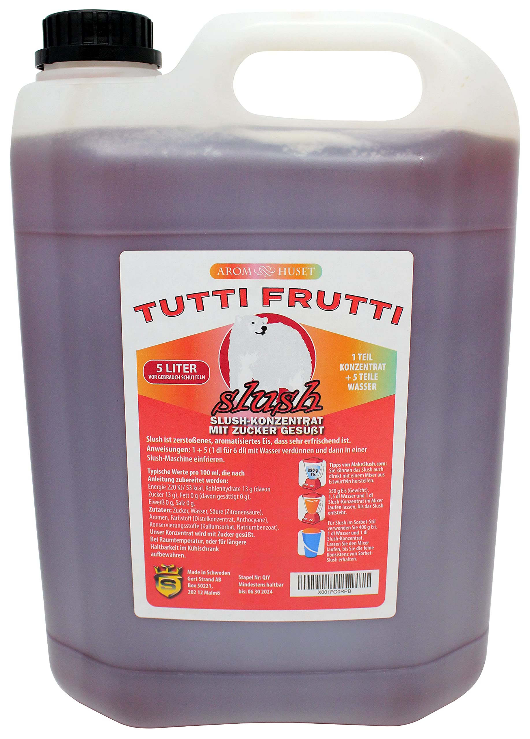 Buy Aromhuset Tutti Frutti Slush Syrup 5 litres Flavoured Frozen