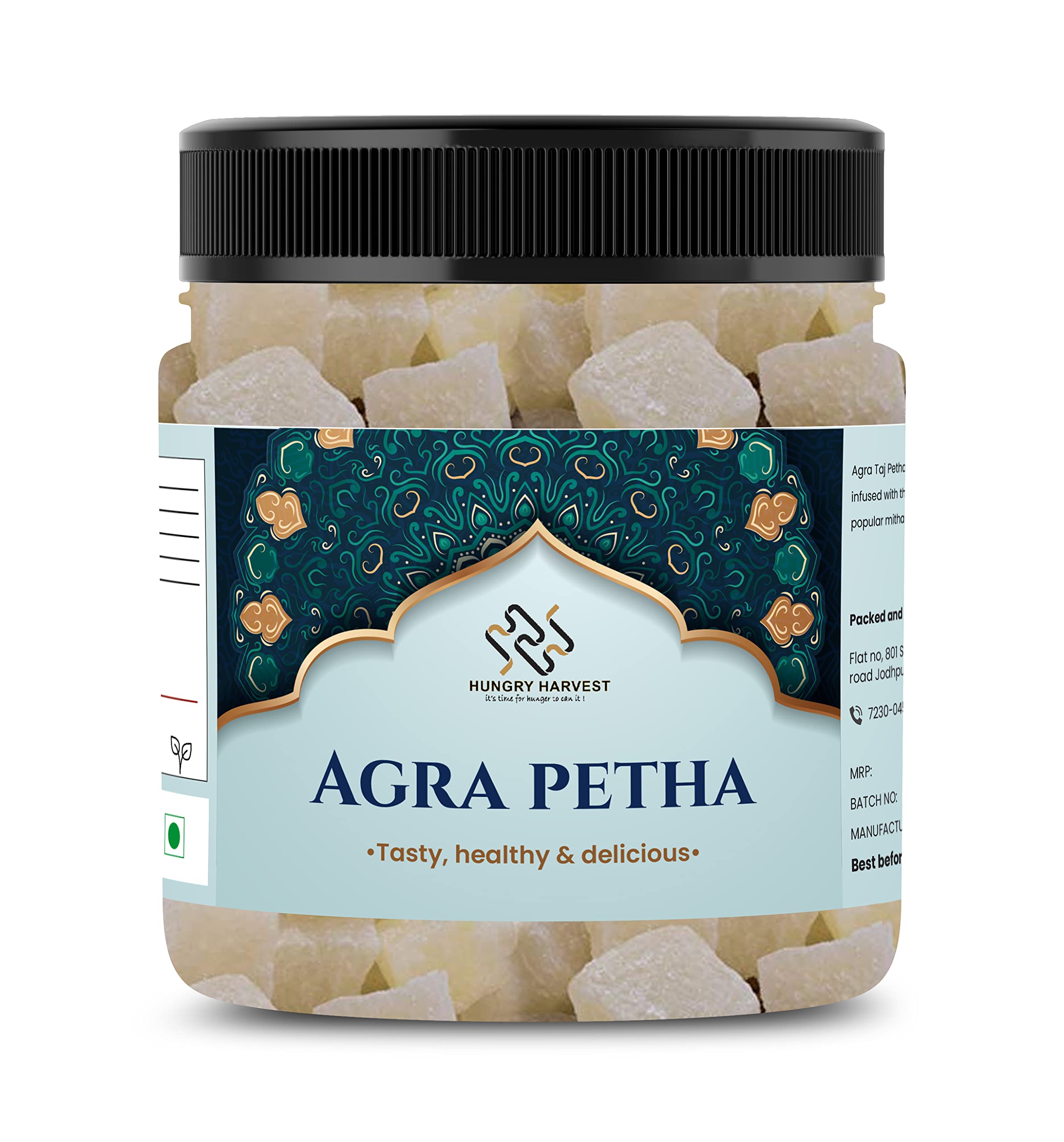 HUNGRY HARVEST Agra Ka Dry Petha 200 Grams [A Traditional Indian Sweet originated in Agra] Original Agra Kesar Petha | Indian Sweets | Jar Pack|