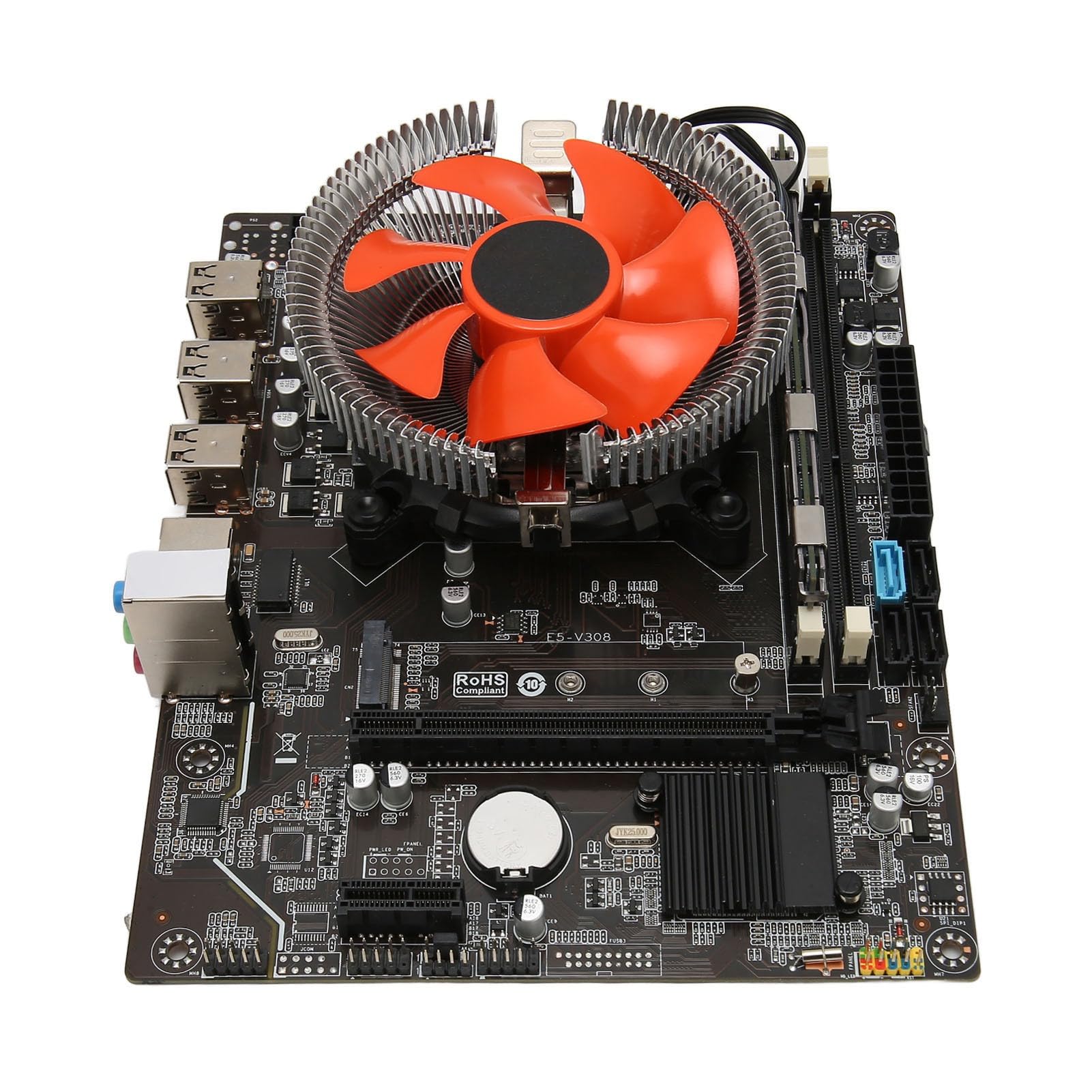 Qcwwy Combo De CPU De Placa Base, Juego De Placa Base para PC para Juegos De PCB con Luces Indicadoras Dobles, Procesador De 6 Núcleos Y Ranura Nvme para Sistemas Compatibles con Lga 1356