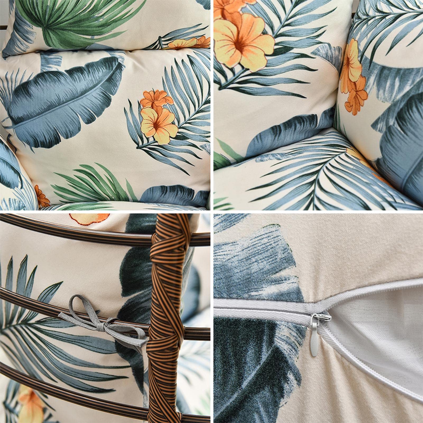 Cojín para silla colgante, cojín para silla colgante, cojín para silla doméstica, para interior y exterior, cojín de columpio para el tiempo libre, cojín lavable para el patio, para colgar en el huevo