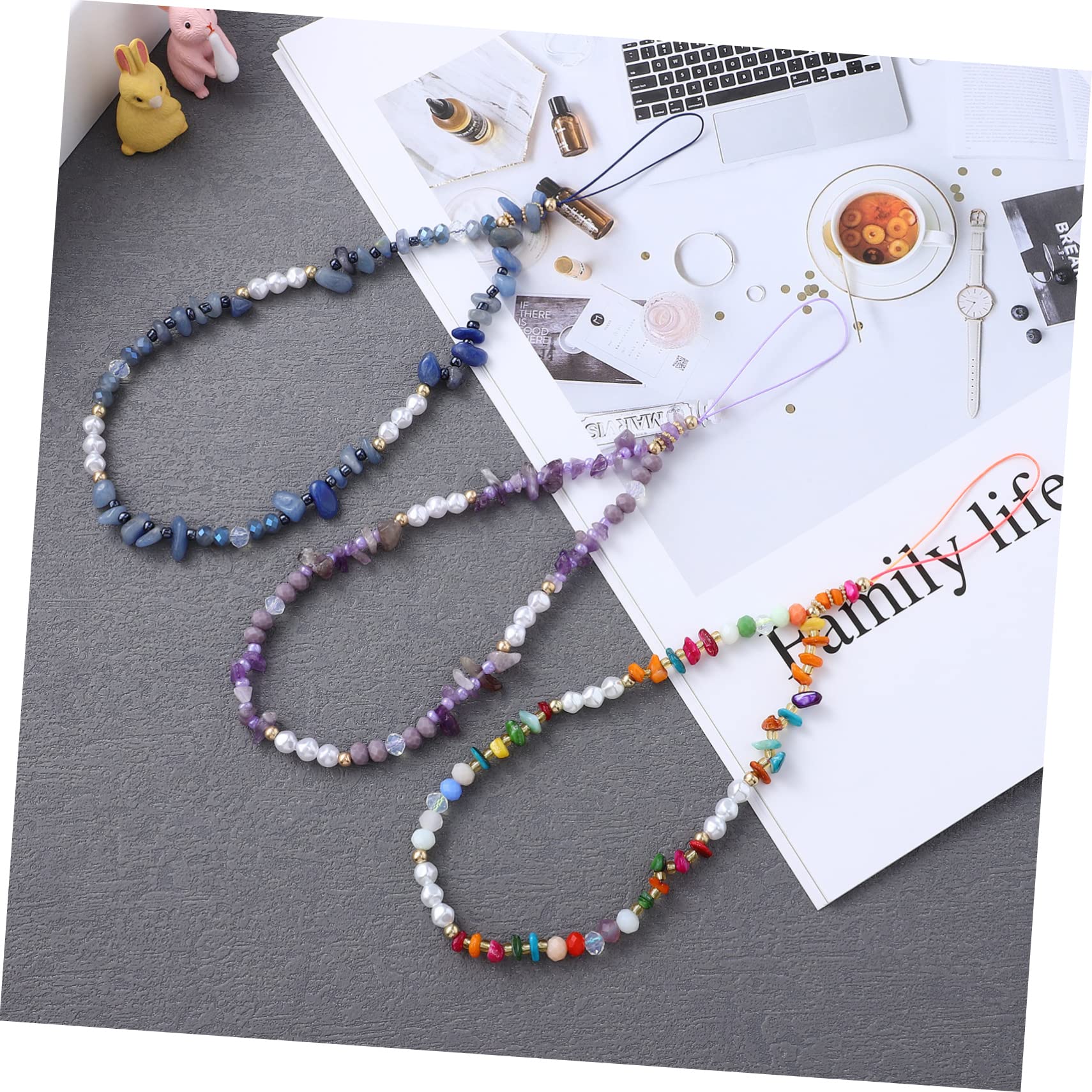 SHINEOFI Cadenas De Teléfono Con Cuentas De Piedras Y Perlas Artificiales De Correas Decorativas Para Móviles Lanyards Pérdida Accesorios De Para Teléfonos