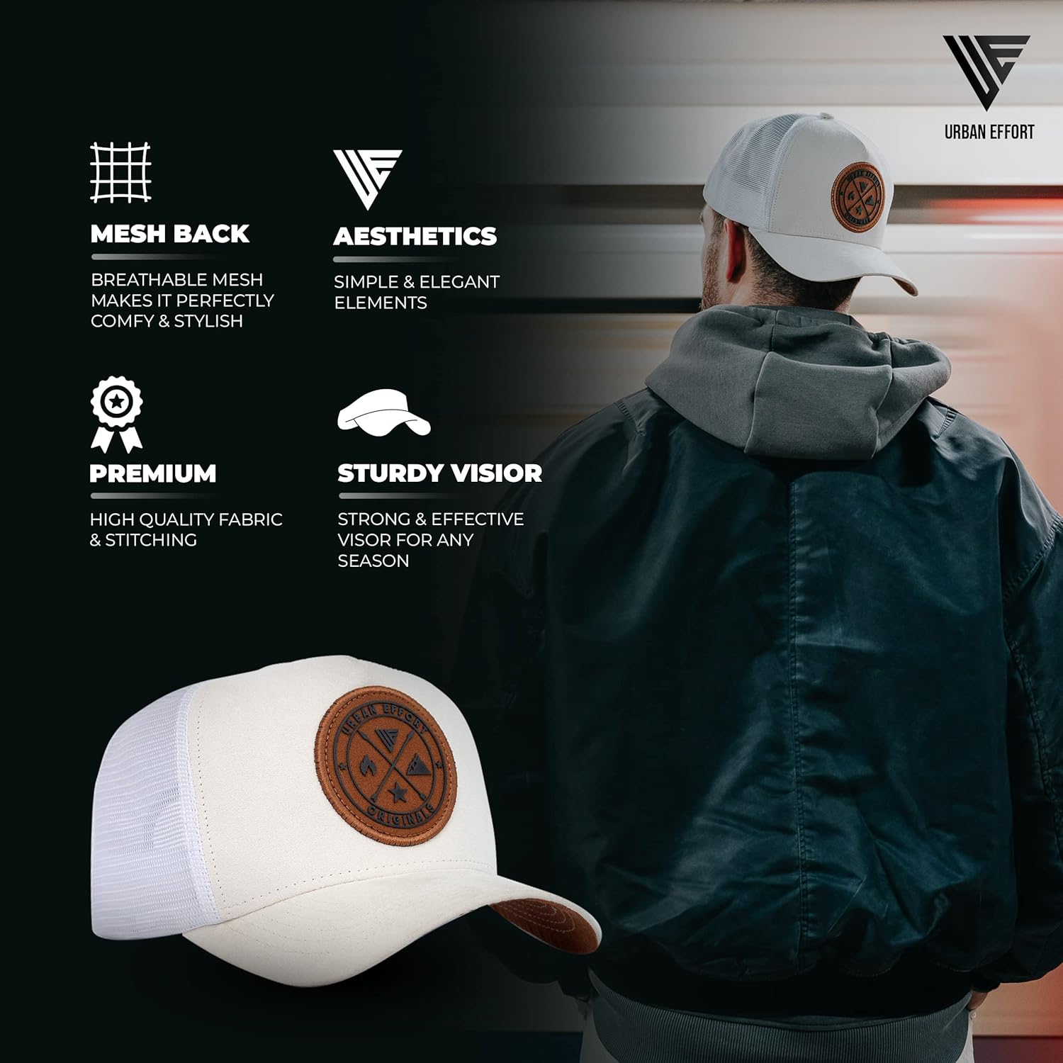 Urban Effort Mesh Back Cap - for Men and Women Baseball Hat 5-Panel Trucker Hat - Great Snapback Closure for Hunting & Hiking - Image 3