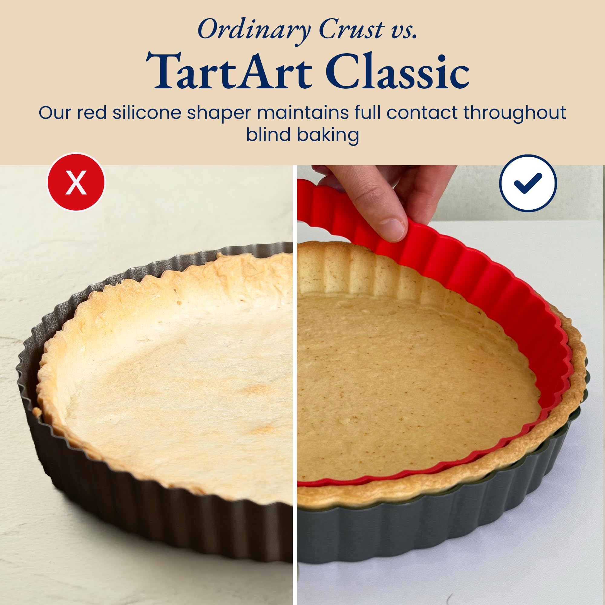 Patz&Patz Moule à tarte cannelé classique avec fond amovible – 22,9 cm – Moule à tarte anti-adhésif en acier carbone avec anneau façonneur de croûte – pour tartes, tartes et quiches
