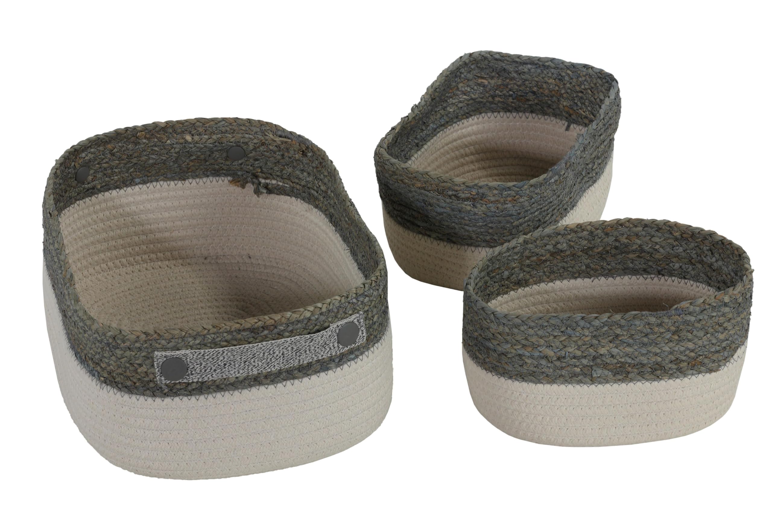 Cortesi Home Grace Cotton Rope Sewing Organizer Baskets, Set of 3