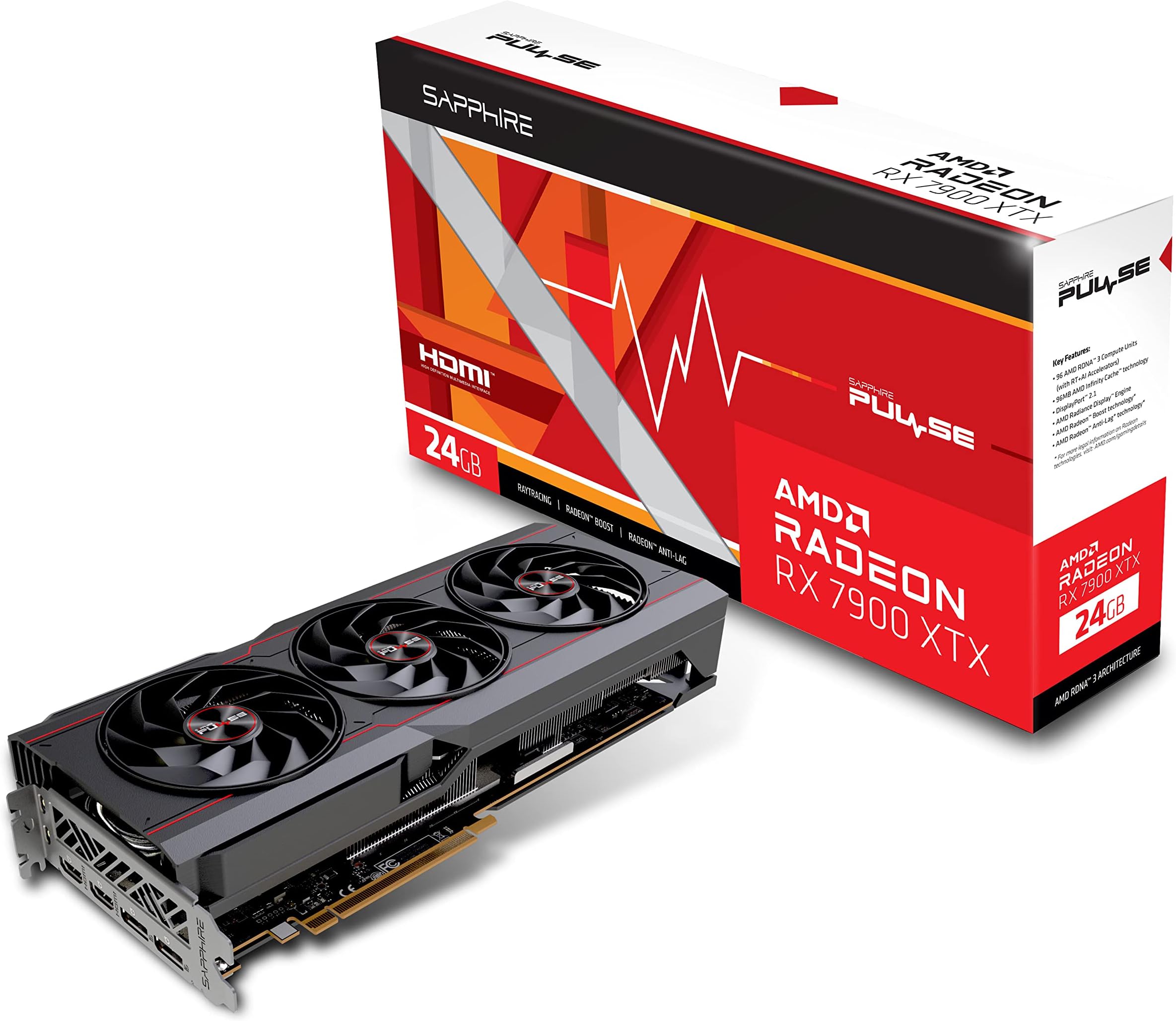11322-02-20G Pulse AMD Radeon RX 7900 XTX Gaming Graphics Card with 24GB GDDR6, AMD RDNA 3