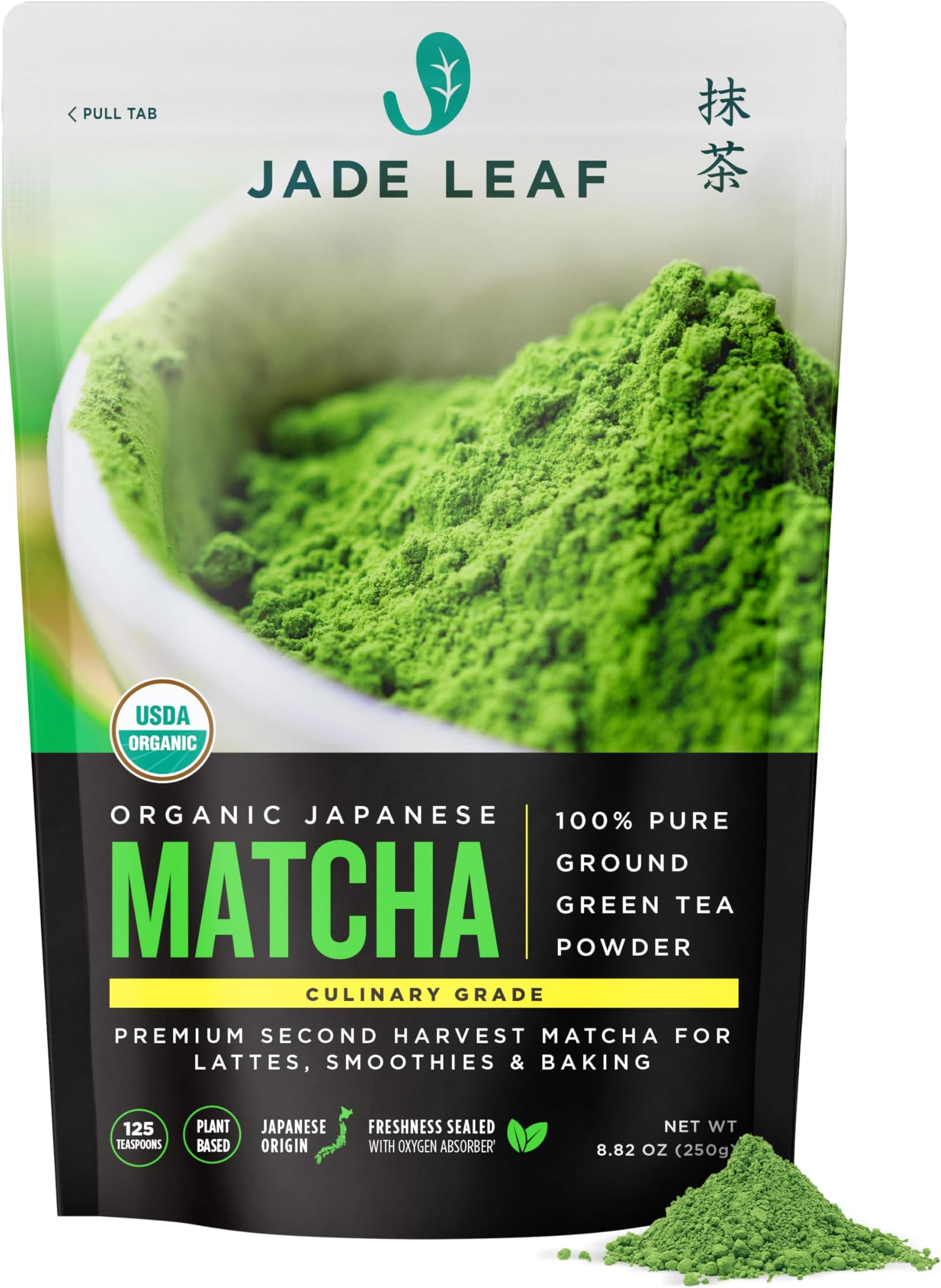 Jade Leaf - Organic Japanese Matcha Green Tea Powder, Culinary Grade (For Blending & Baking) - [250g super value size]