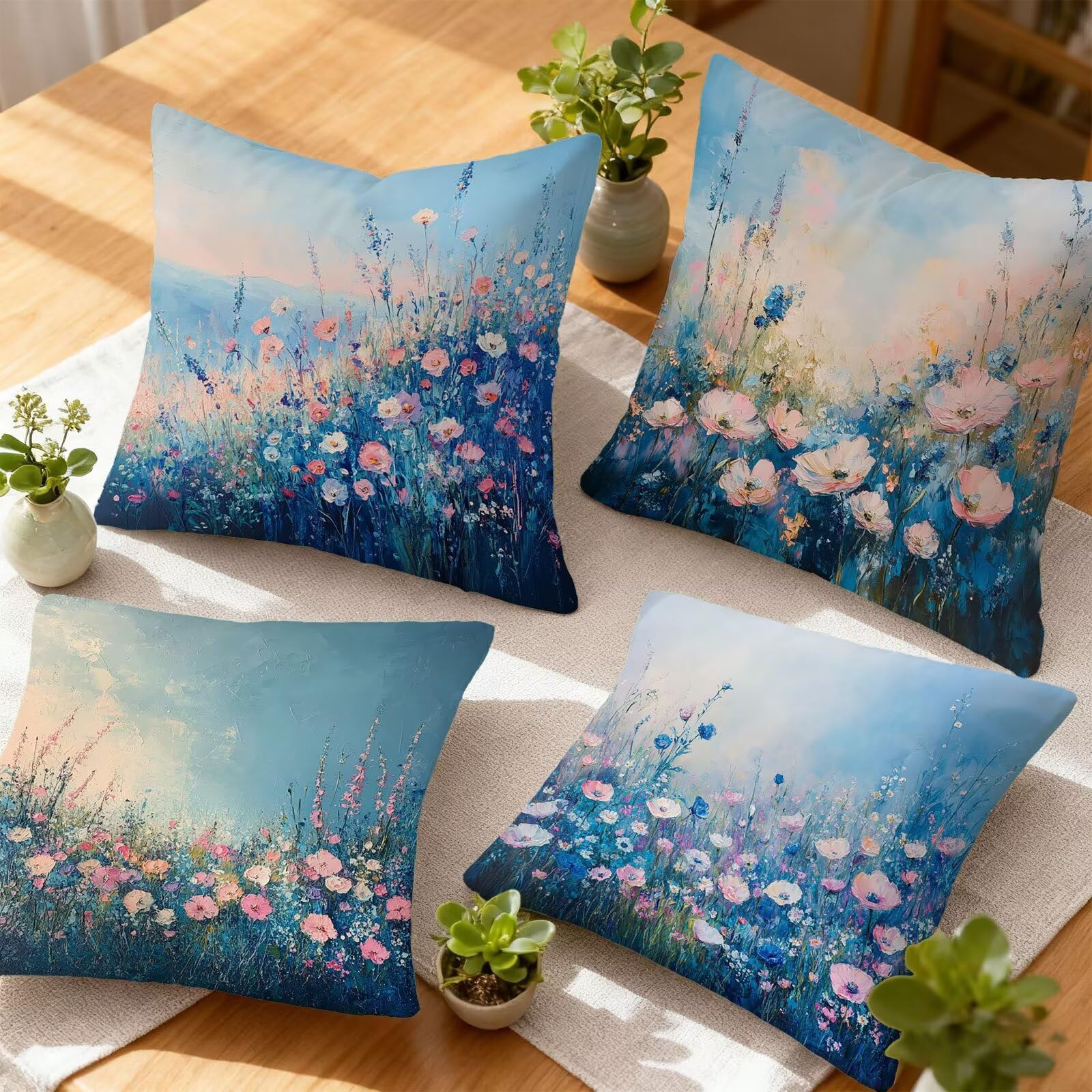 Azul Funda Cojin 60x60 Rosa Funda Almohada 60x60 Cojines Sofa Súper Suave Fundas Cojines Decorativos Fundas Almohadas 4 Piezas Almohada Cervicales y Cuello, para Hogar Cama Salon Decoracion E - 823