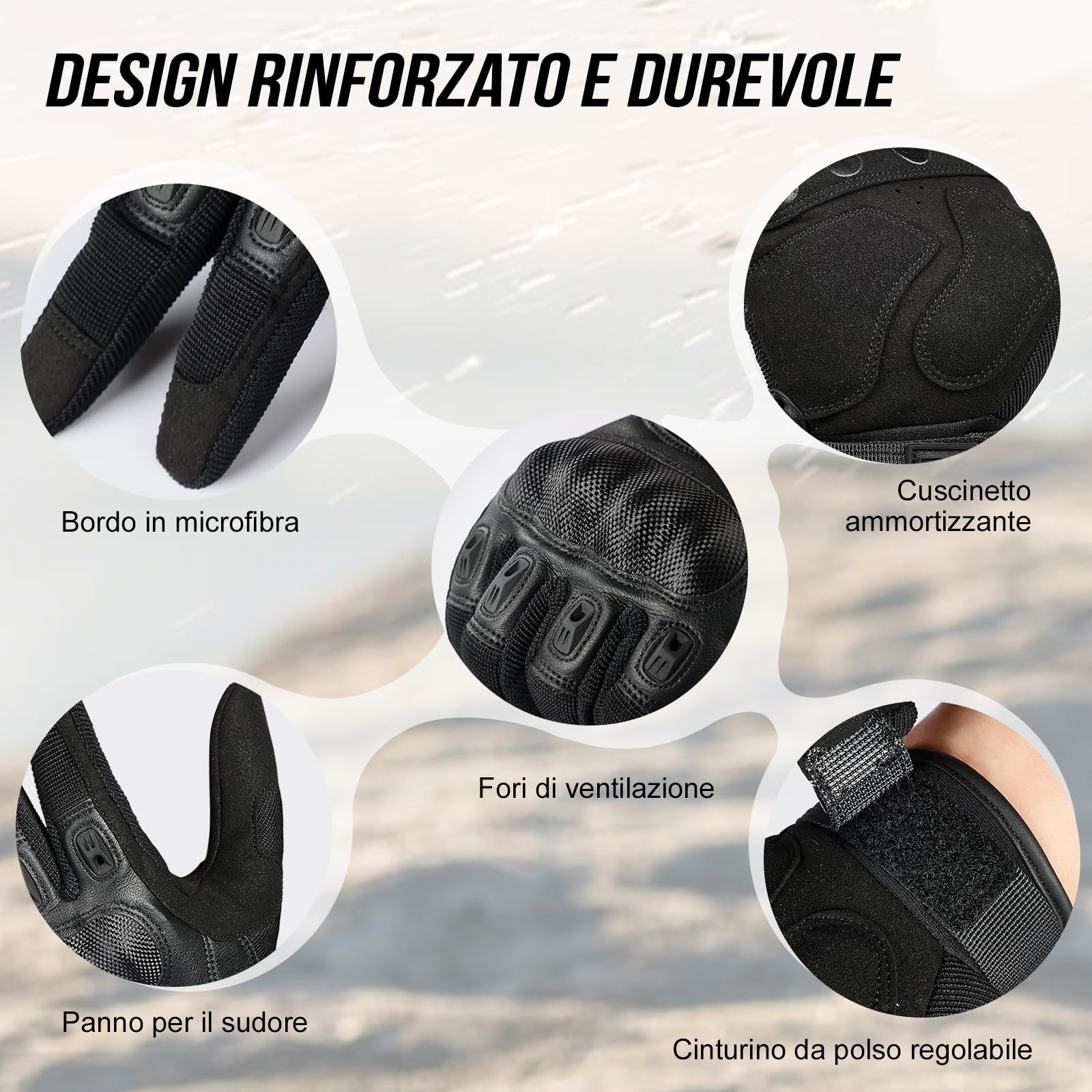 1TG Tactical Guanti tattici, guanti da moto touch screen con paraschette in fibra di carbonio, guanti militari per uso militare, per moto, caccia e sicurezza