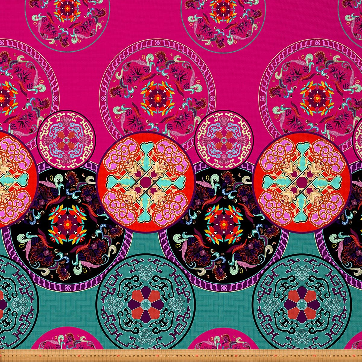 Boho Mandala Tissus au metre 276x150cm motif Géométrique fleur Vintage extérieur Tissus au metre, Vintage bohème rond Tissus de couture Tissu de couture polyester