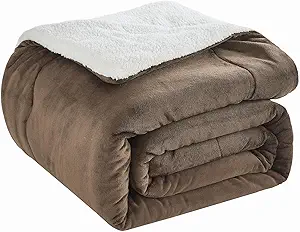 CHOSHOME Sherpa Fleece Blanket- Thick Warm Blanket for Winter, Soft Fuzzy Plush Blanket for Bed, Couch, Travel (Brown, Cal King 96" x 102")