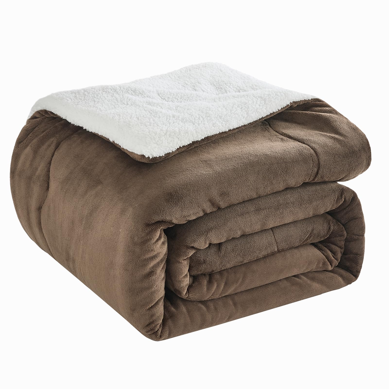 RUMBALUXY Sherpa Fleece Blanket- Thick Warm Blanket for Winter, Soft Fuzzy Plush Blanket for Bed, Couch, Travel, Brown, Double/Twin, 152x203CM — image 1