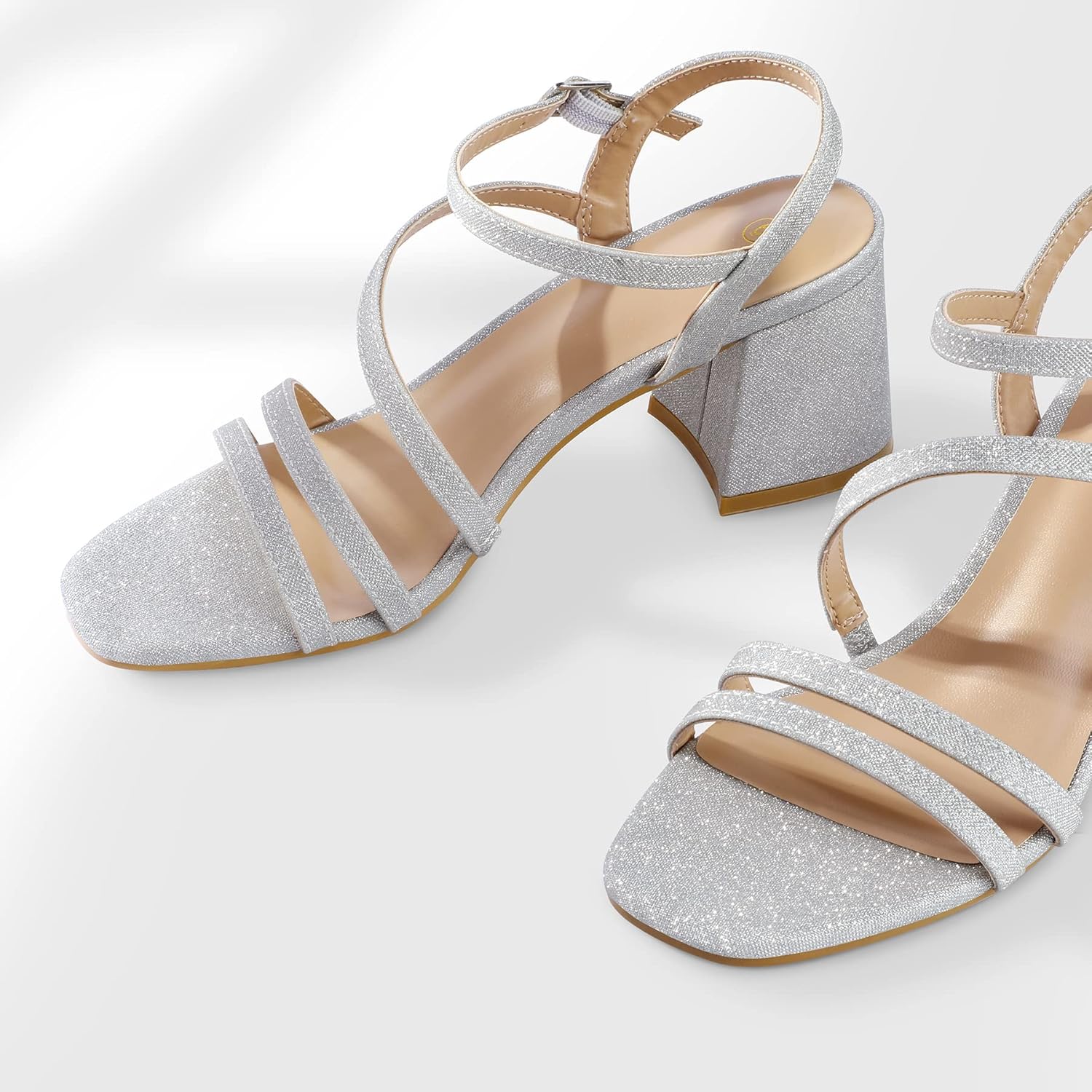 mysoft Women's Strappy Low Chunky Block Heel Sandals Open Toe Dress Shoes - Image 3