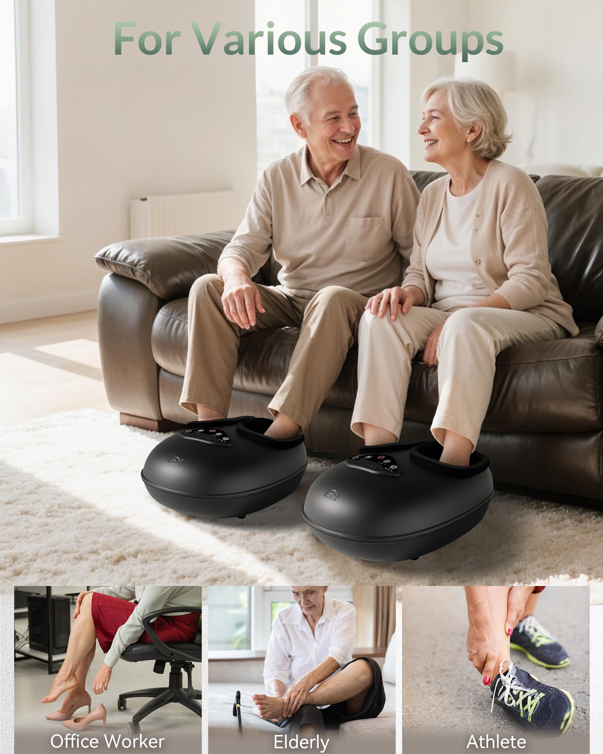 Snailax Fußreflexzonen Massagegerät mit Wärme, Elektrisches Shiatsu Fußmassagegerät mit Knetmassage & Luftkompression, Fußwärmer mit Timer, Wellness Geschenk für Frauen und Männer