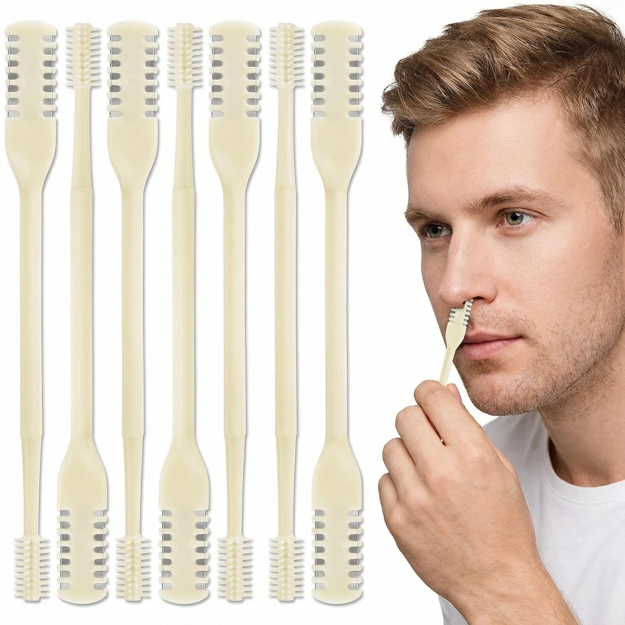 Manual Nose Hair Trimmer for Men 6-Piece Kit - Double Sided Nose Hair Clipper Nasal Hair Cutter with