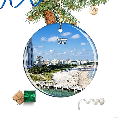 Beach Miami Florida USA Christmas Ornament, Home Decor Ornament, Christmas Tree Decorations Ornament, Gift for Christmas, Souvenir Gift
