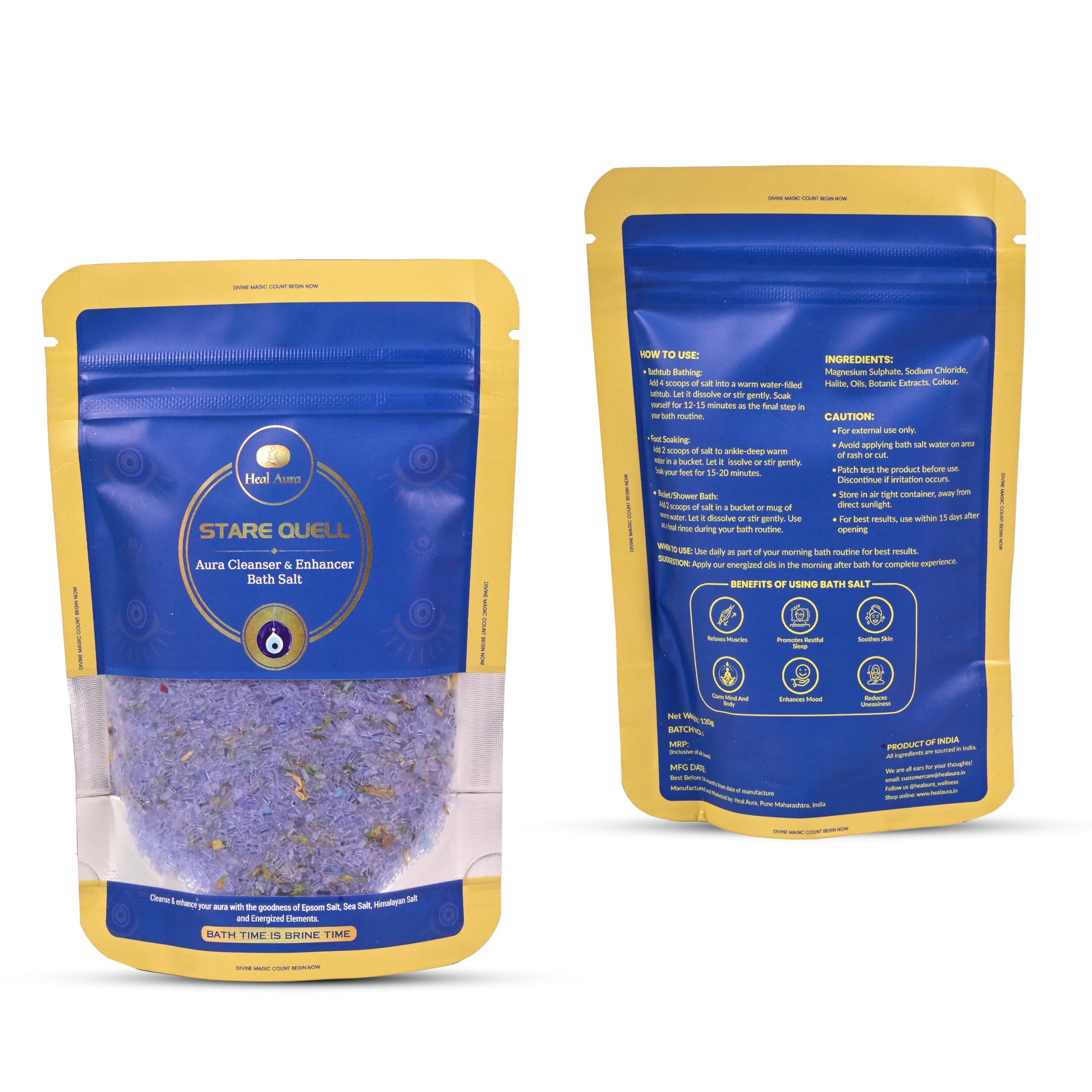 Epsom Bath Salt – Crafted to Shield your Energy field, Deflect Negativity, Aura Cleansing, Relaxation & Detox with Himalayan Pink & Sea Salt, Essential Oils, Energized Elements and Botanical Extracts–(Stare Quell 120g)-image-47